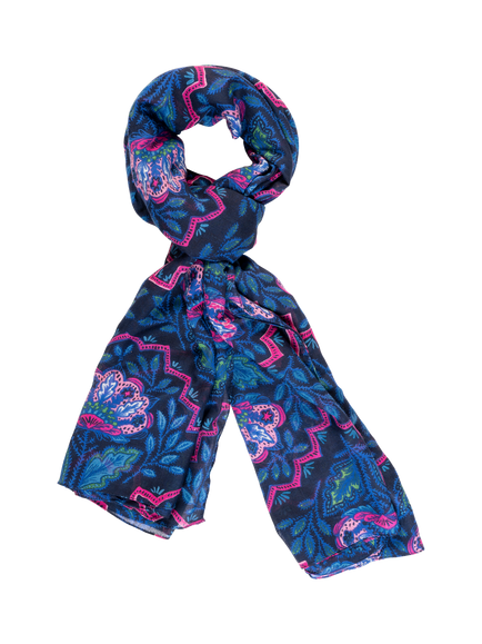 chesca Mosaic Floral Scarf, Navy/Pink