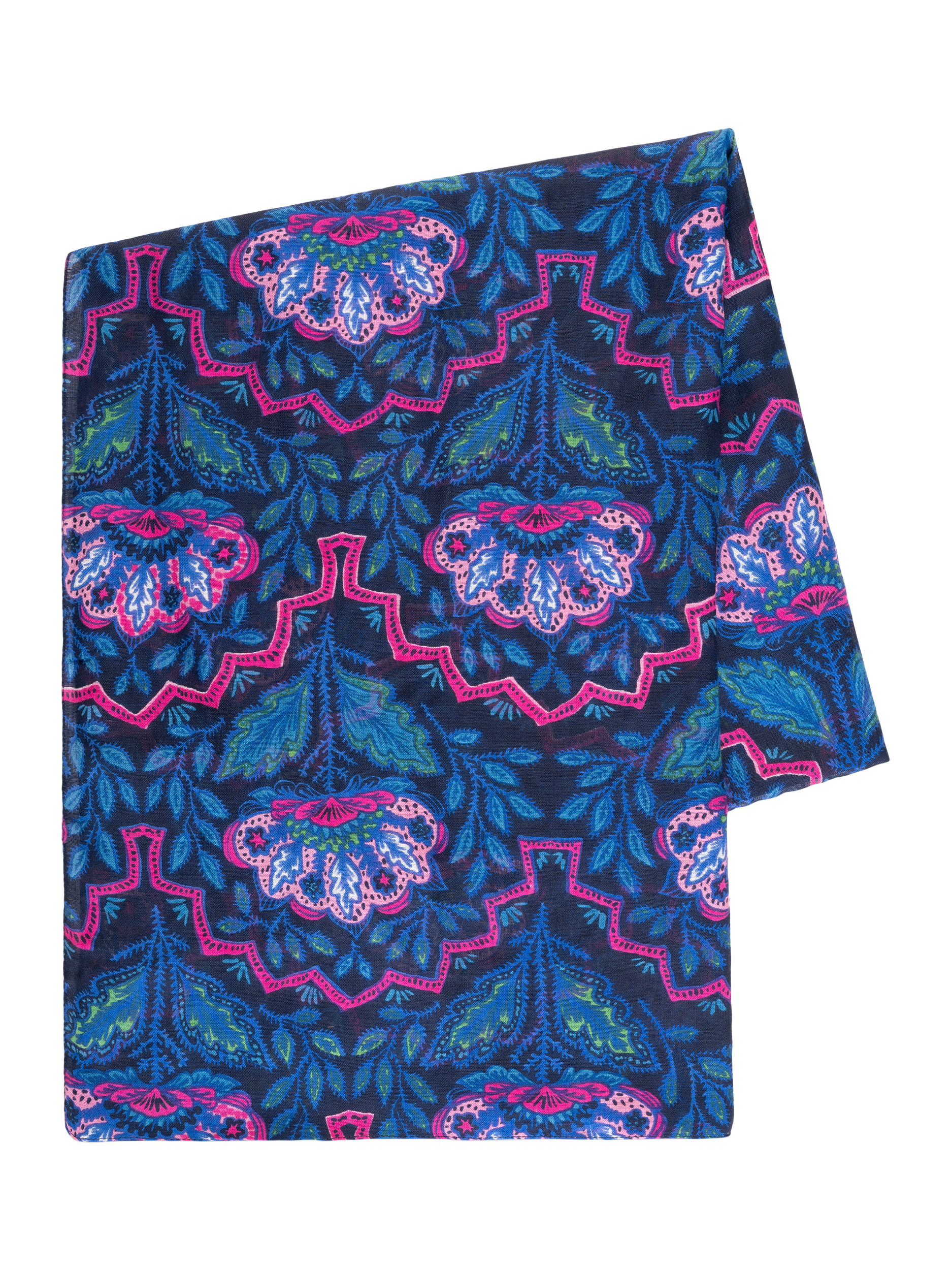Product image 5 of 5, which shows chesca Mosaic Floral Scarf, Navy/Pink