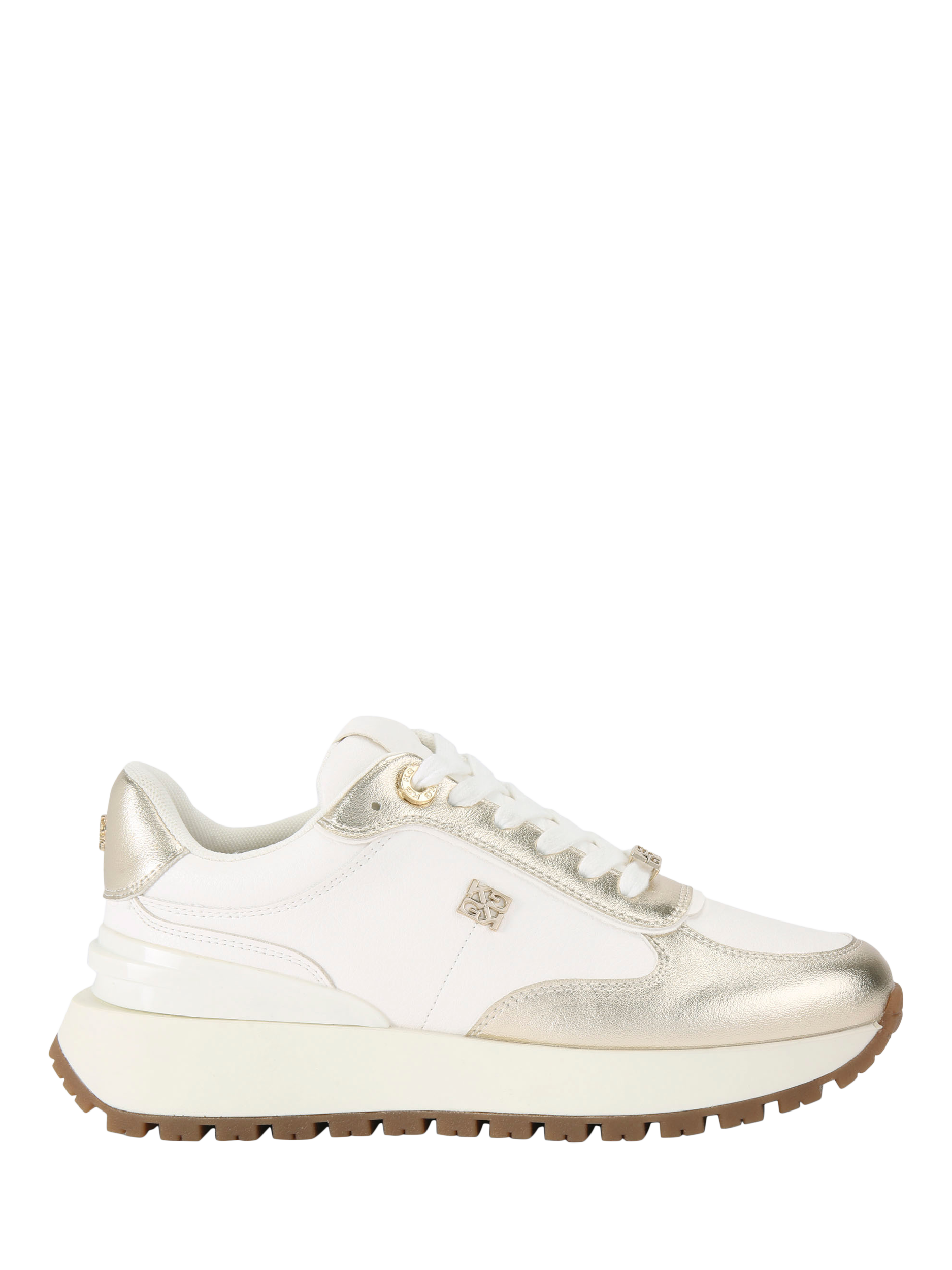 KG Kurt Geiger Louisa Flatform Trainers, White/Gold