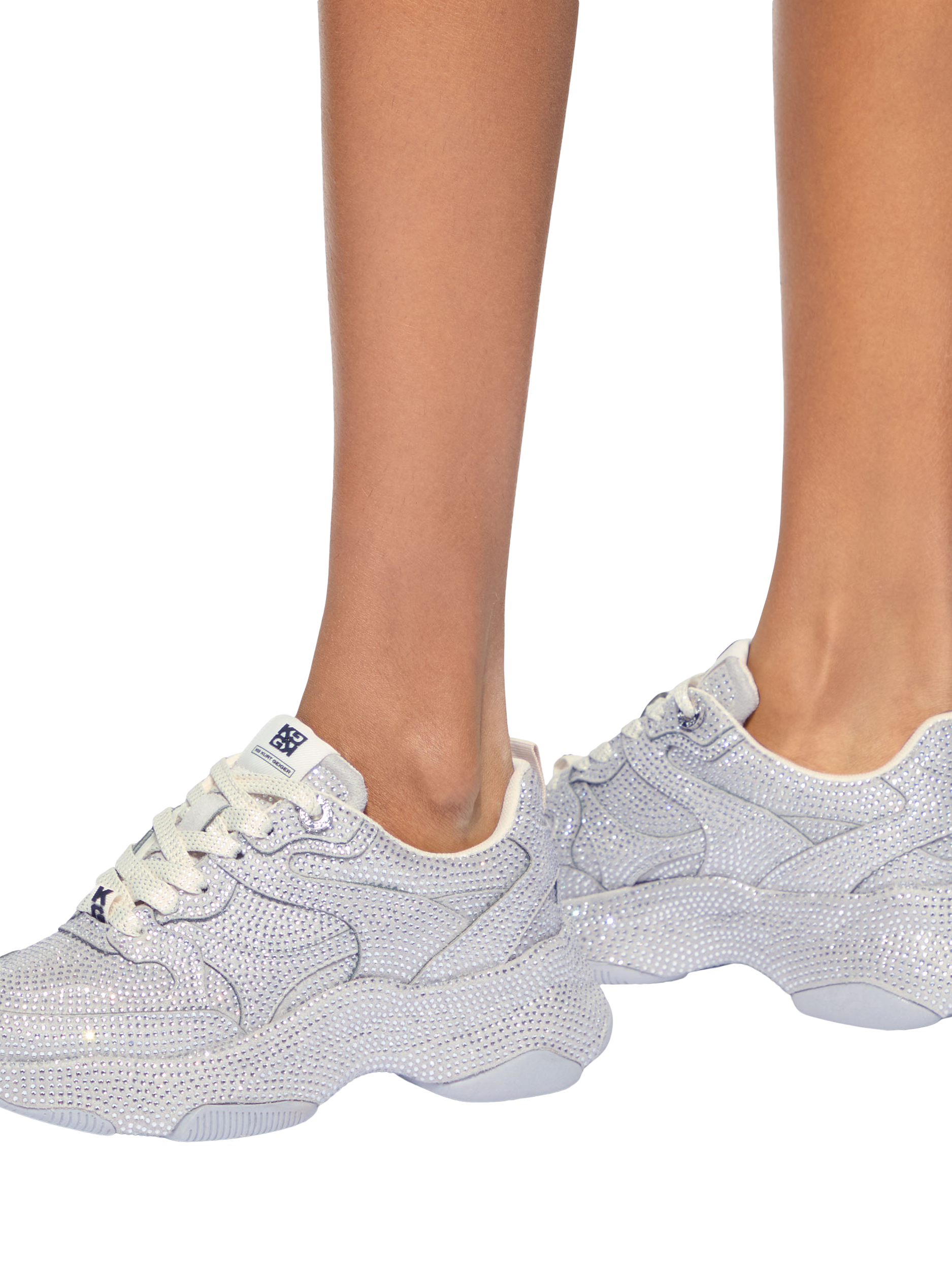 Product image 2 of 5, which shows KG Kurt Geiger Luster Trainers, Silver, 3