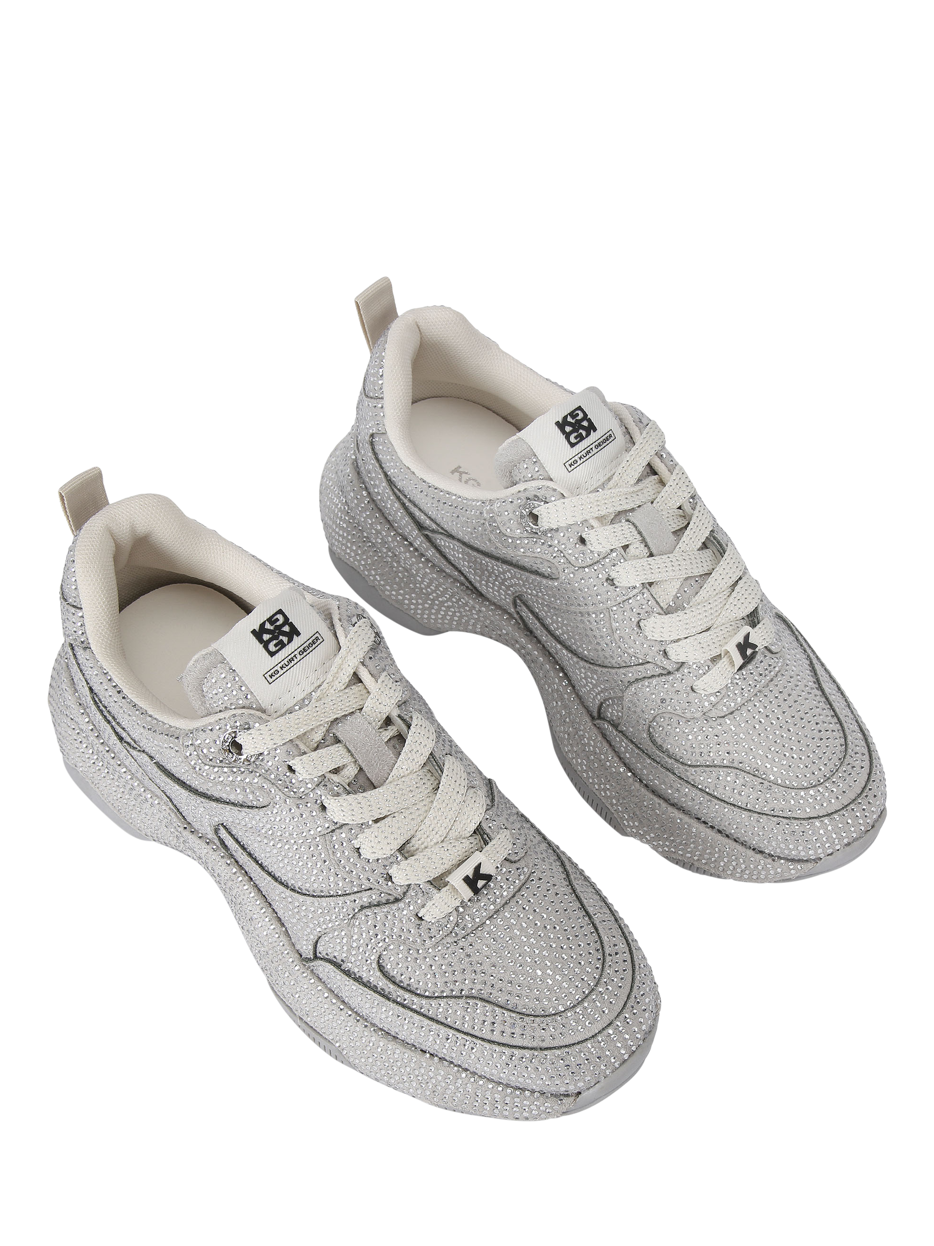 Product image 3 of 5, which shows KG Kurt Geiger Luster Trainers, Silver, 3
