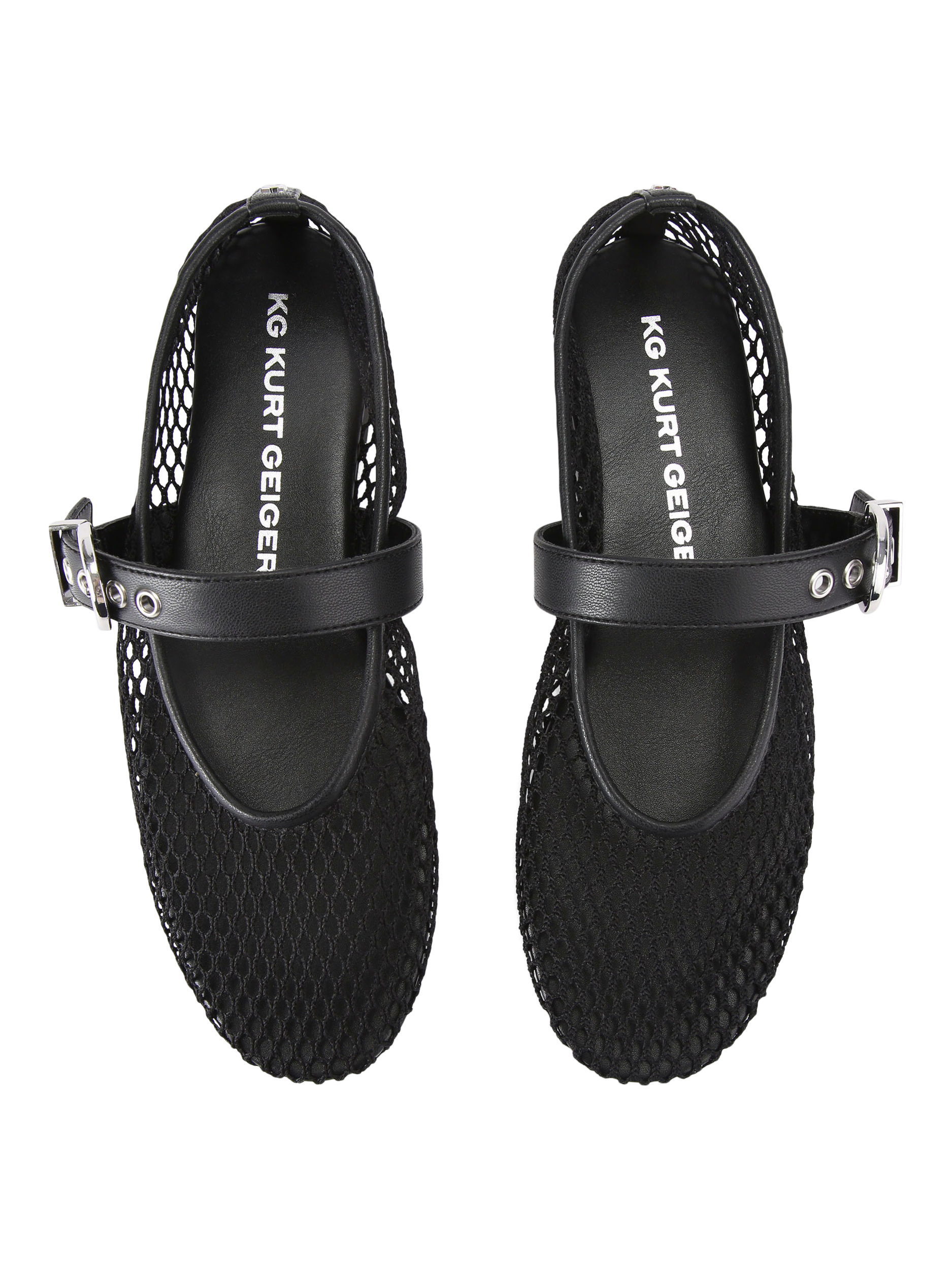 Product image 3 of 4, which shows KG Kurt Geiger Nico Woven Mesh Ballerina Flats, Black, 3