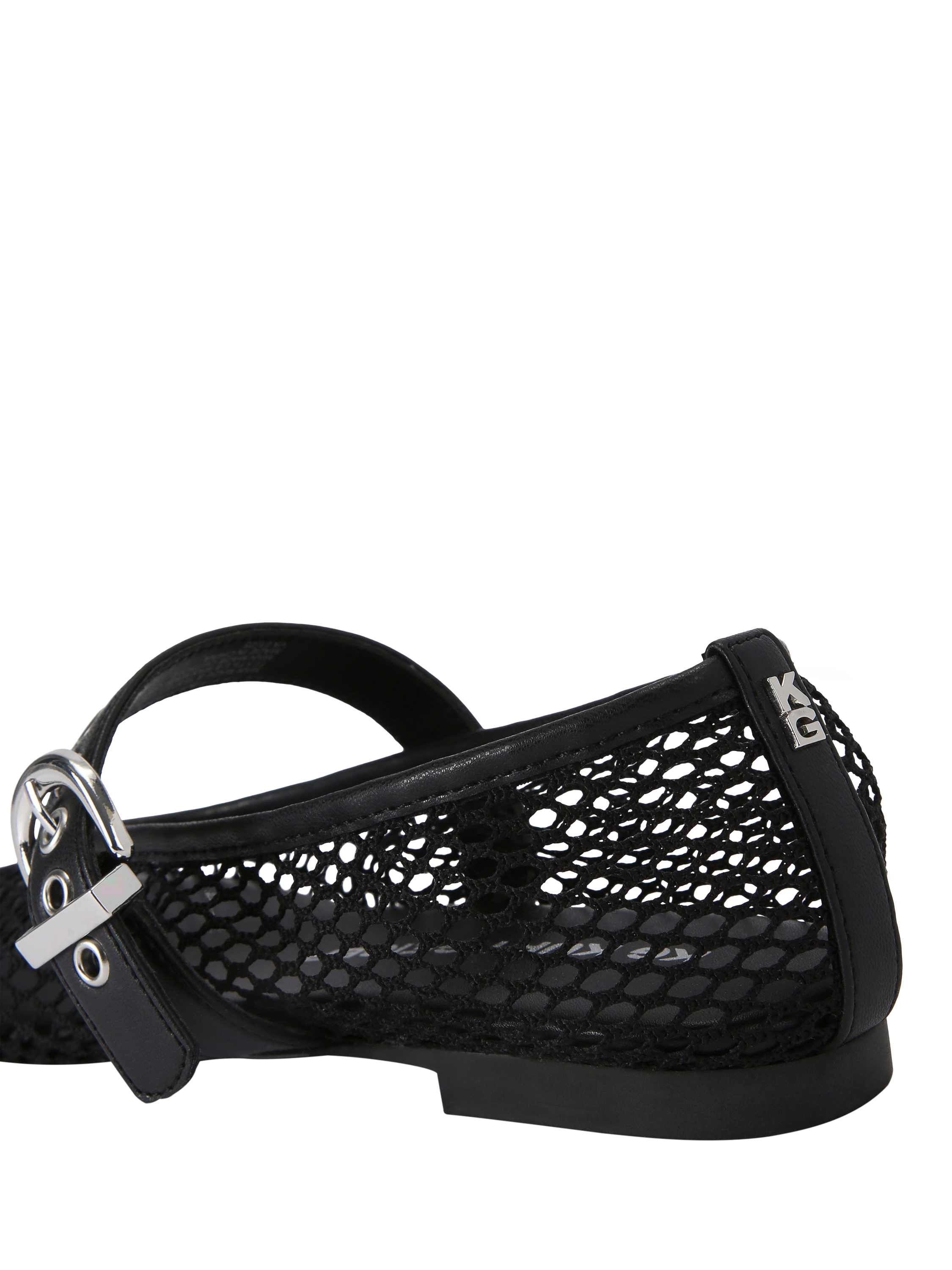 Product image 4 of 4, which shows KG Kurt Geiger Nico Woven Mesh Ballerina Flats, Black, 3