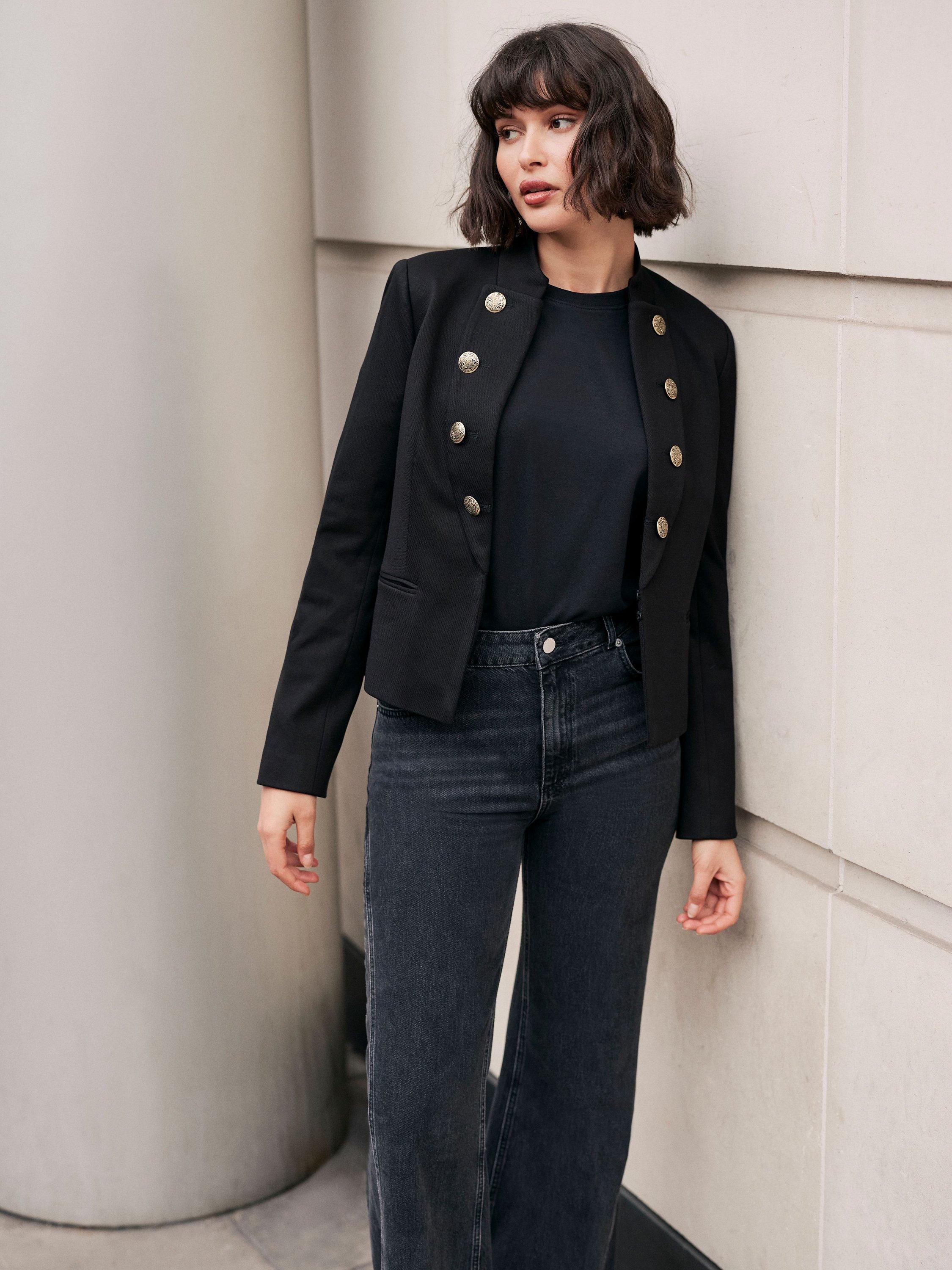 Mint Velvet Military Blazer, Black