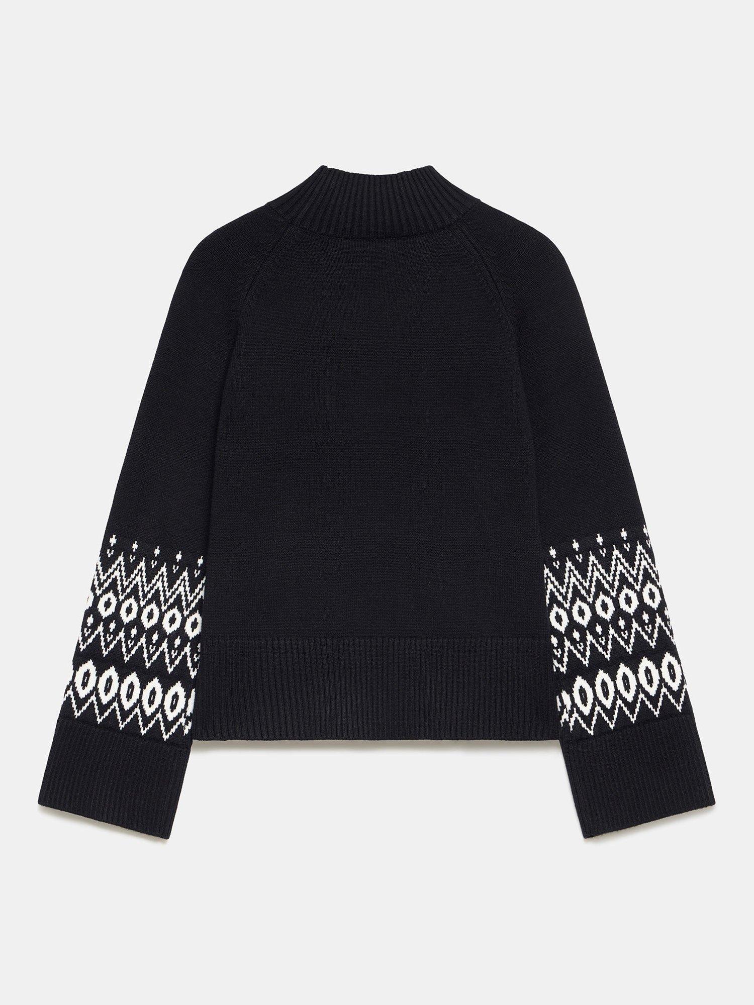 Product image 8 of 8, which shows Mint Velvet Fair Isle Cuff Jumper, Black, XS