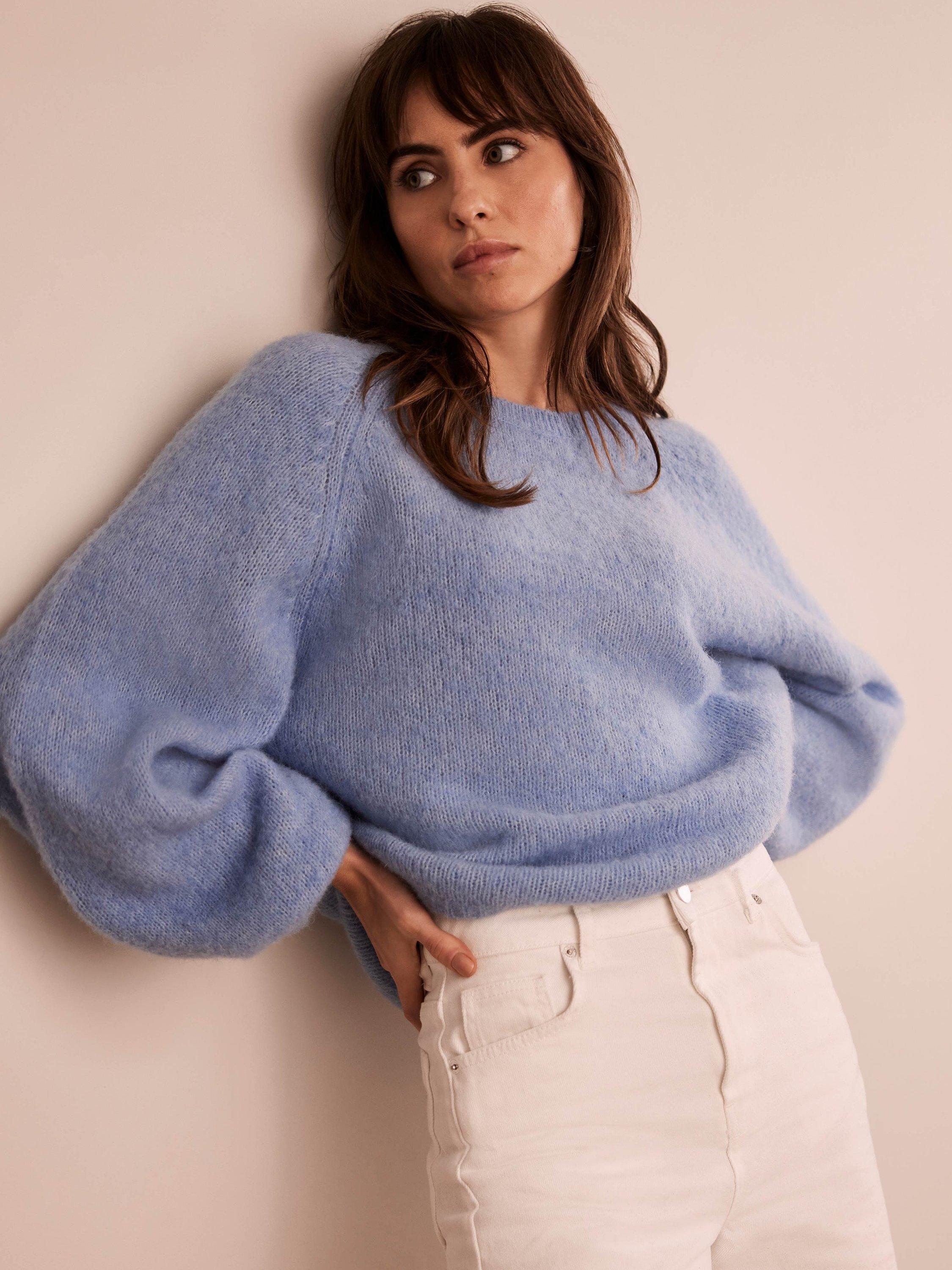 Mint Velvet Blouson Sleeve Jumper, Blue