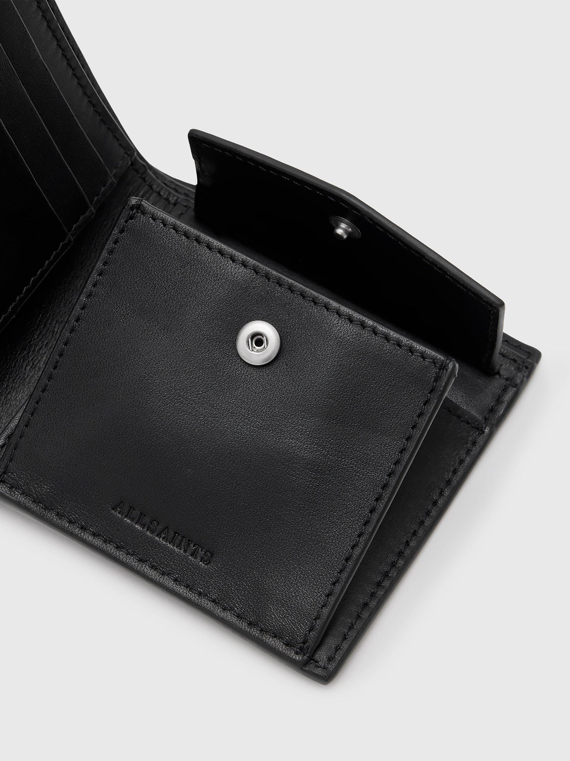 Product image 2 of 6, which shows AllSaints Delph Leather Bifold Wallet, Black