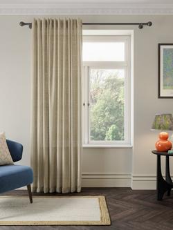 John Lewis Herringbone Voile Hidden Tab - view 2, Putty