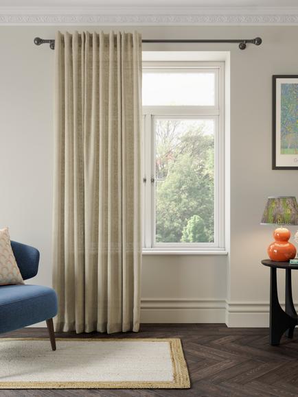 John Lewis Herringbone Voile Hidden Tab - view 2, Putty
