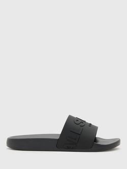 AllSaints Biggy Slip On Logo Sliders, Black