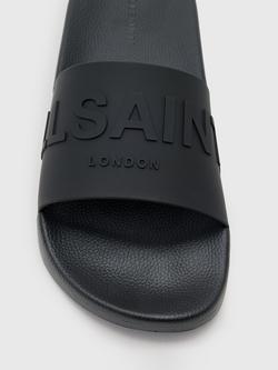 AllSaints Biggy Slip On Logo Sliders - view 2, Black