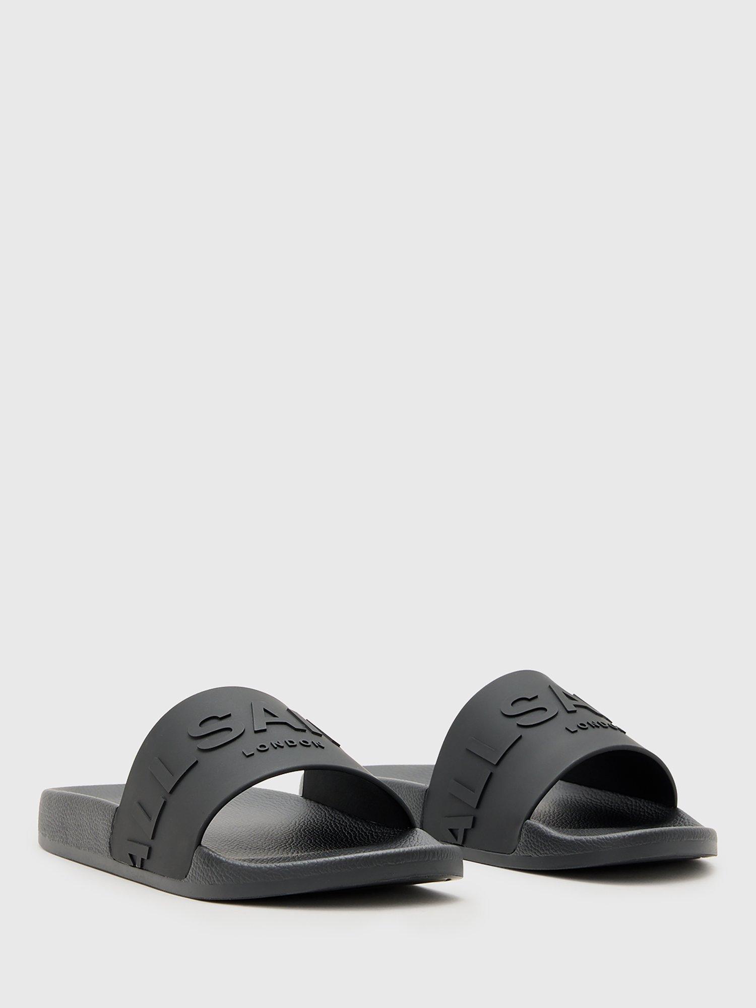 Product image 3 of 5, which shows AllSaints Biggy Slip On Logo Sliders, Black, EU44