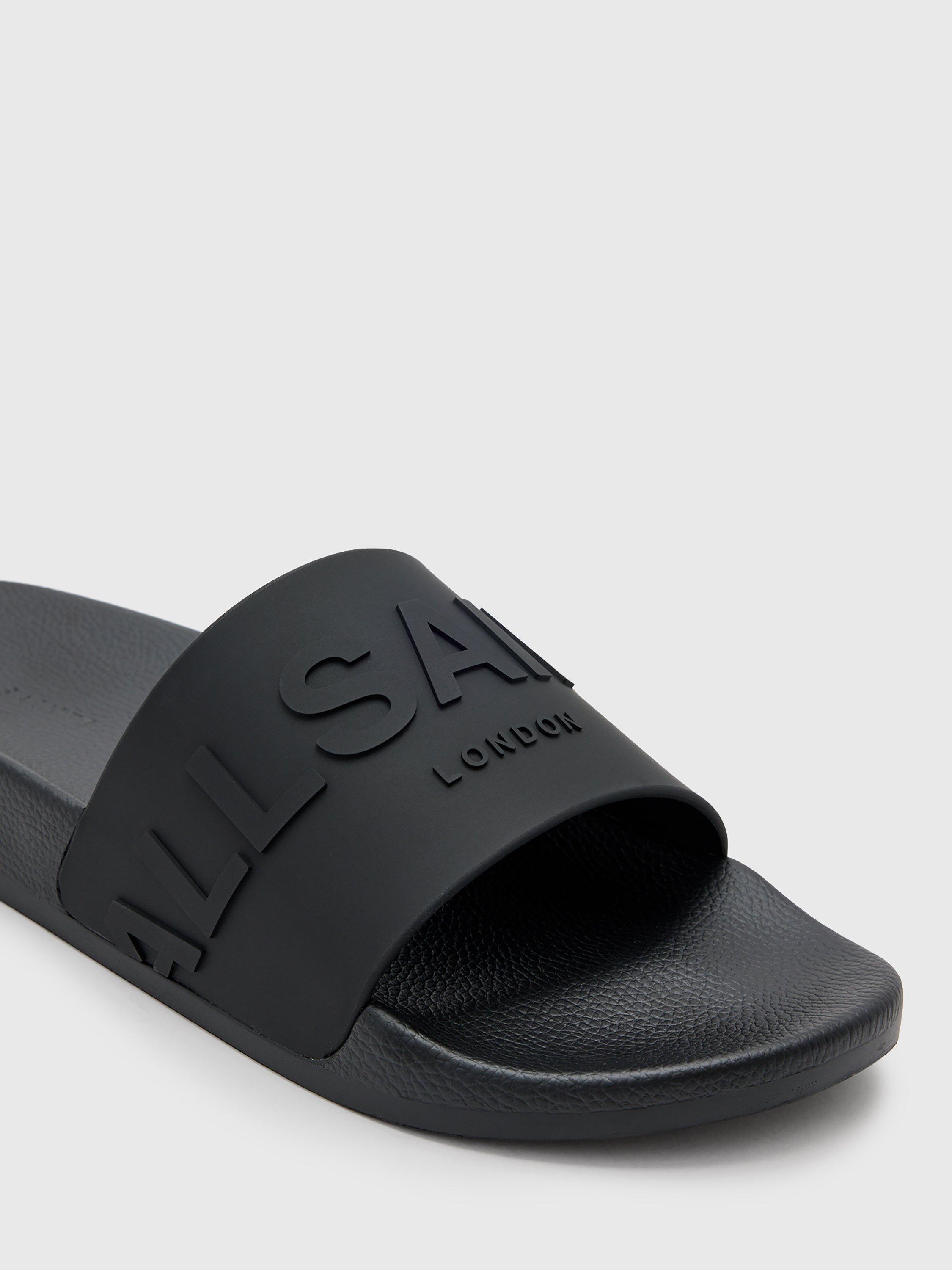 Product image 4 of 5, which shows AllSaints Biggy Slip On Logo Sliders, Black, EU44