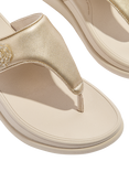 FitFlop F-Mode Go Beaded Button Toe Post Flatform Sandals, Platino