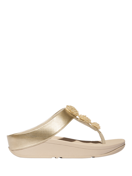 FitFlop Fino Beaded Button Sandals, Gold
