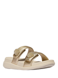 FitFlop F-Mode Go Beaded Button Strappy Flatform Sandals, Platino
