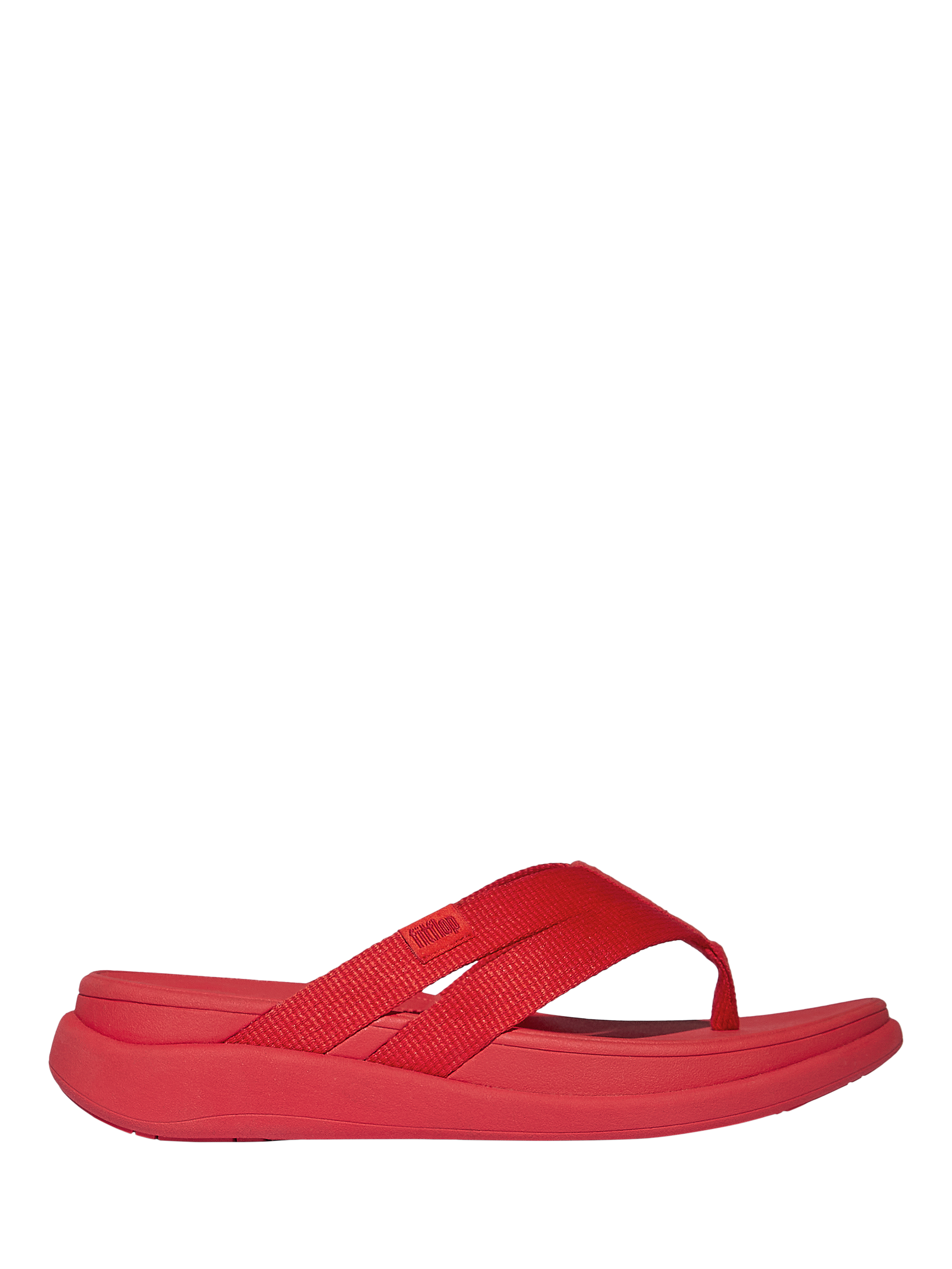 Product image 1 of 5, which shows FitFlop F-Mode Go Webbing Flatform Strappy Flip Flops, Red, 3