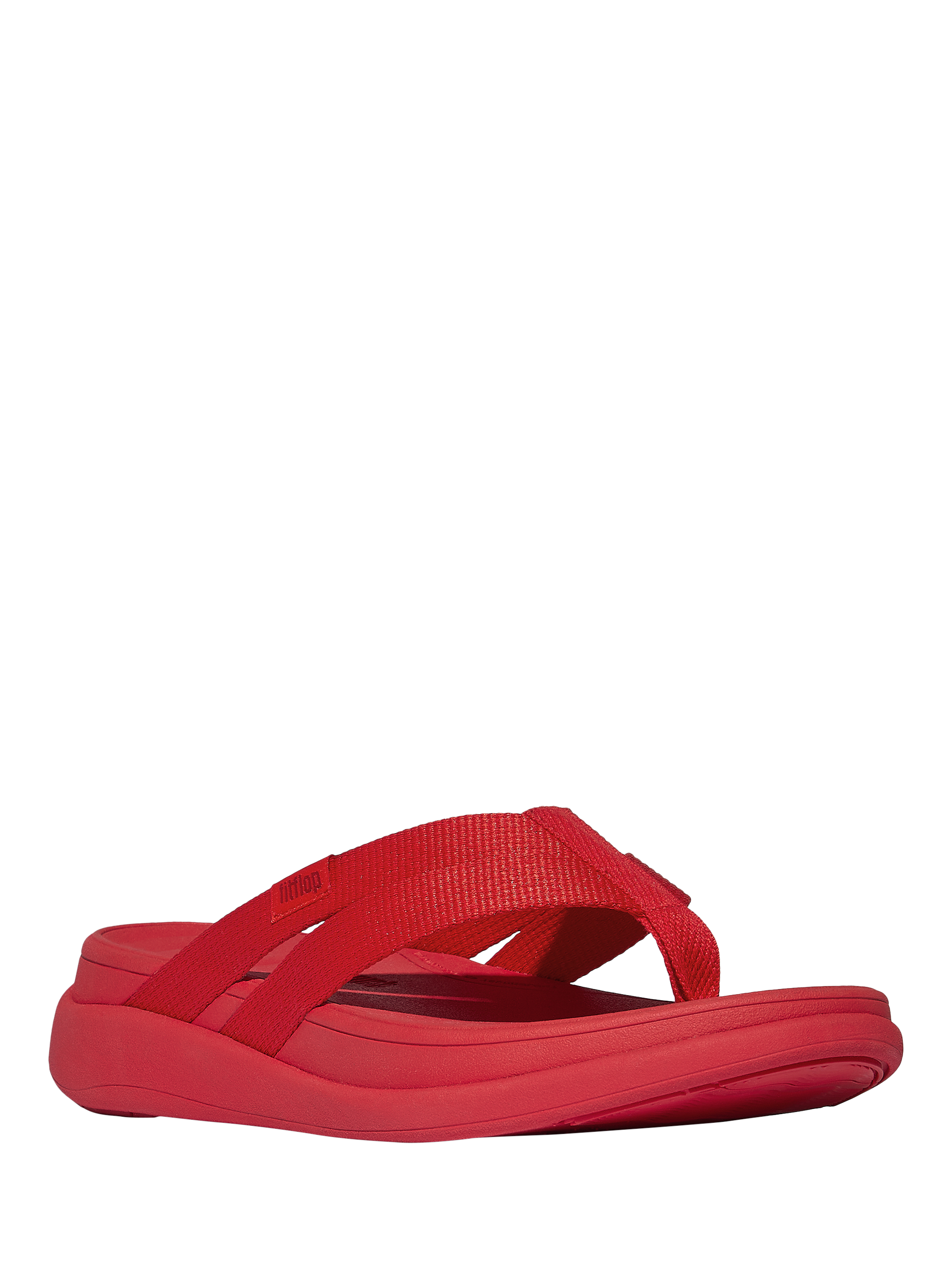 Product image 2 of 5, which shows FitFlop F-Mode Go Webbing Flatform Strappy Flip Flops, Red, 3