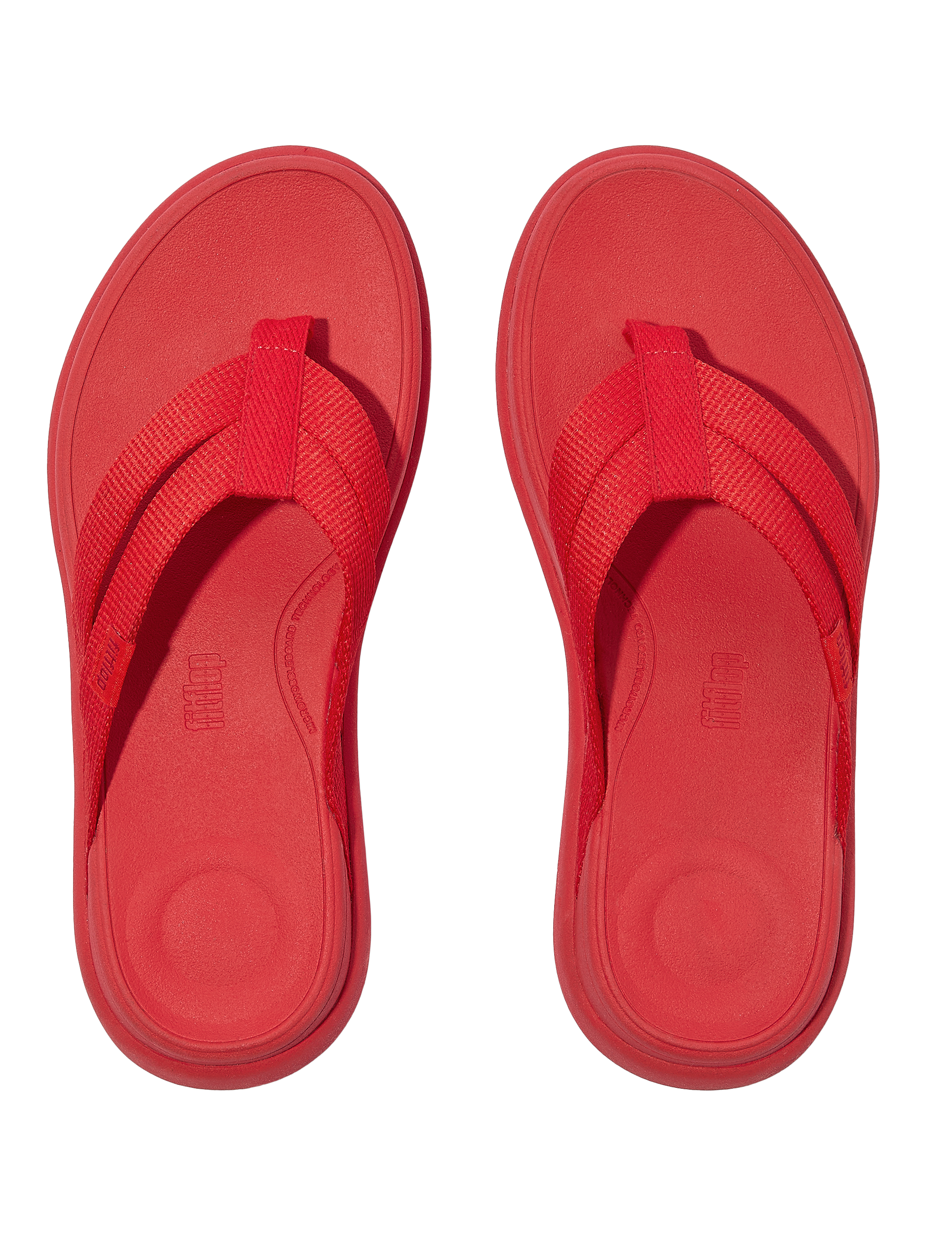 Product image 4 of 5, which shows FitFlop F-Mode Go Webbing Flatform Strappy Flip Flops, Red, 3