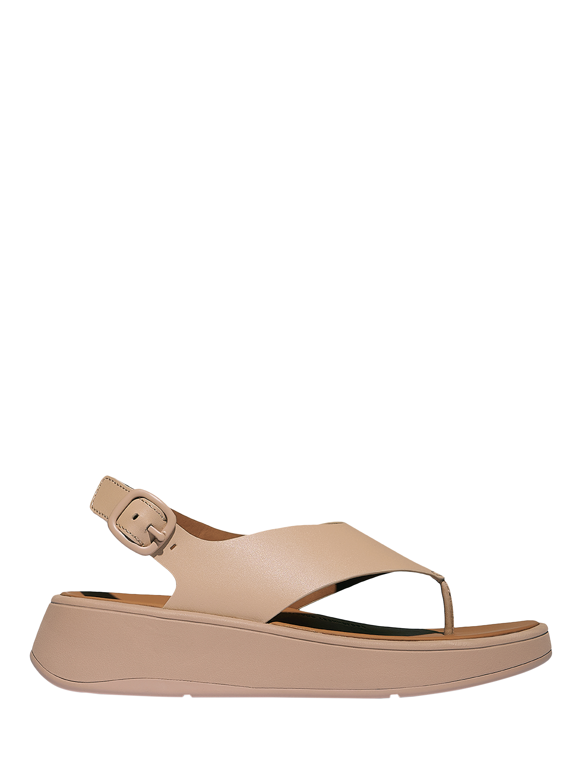 Product image 1 of 4, which shows FitFlop F-Mode Leather Toe Post Sandals, Classic Beige, 6