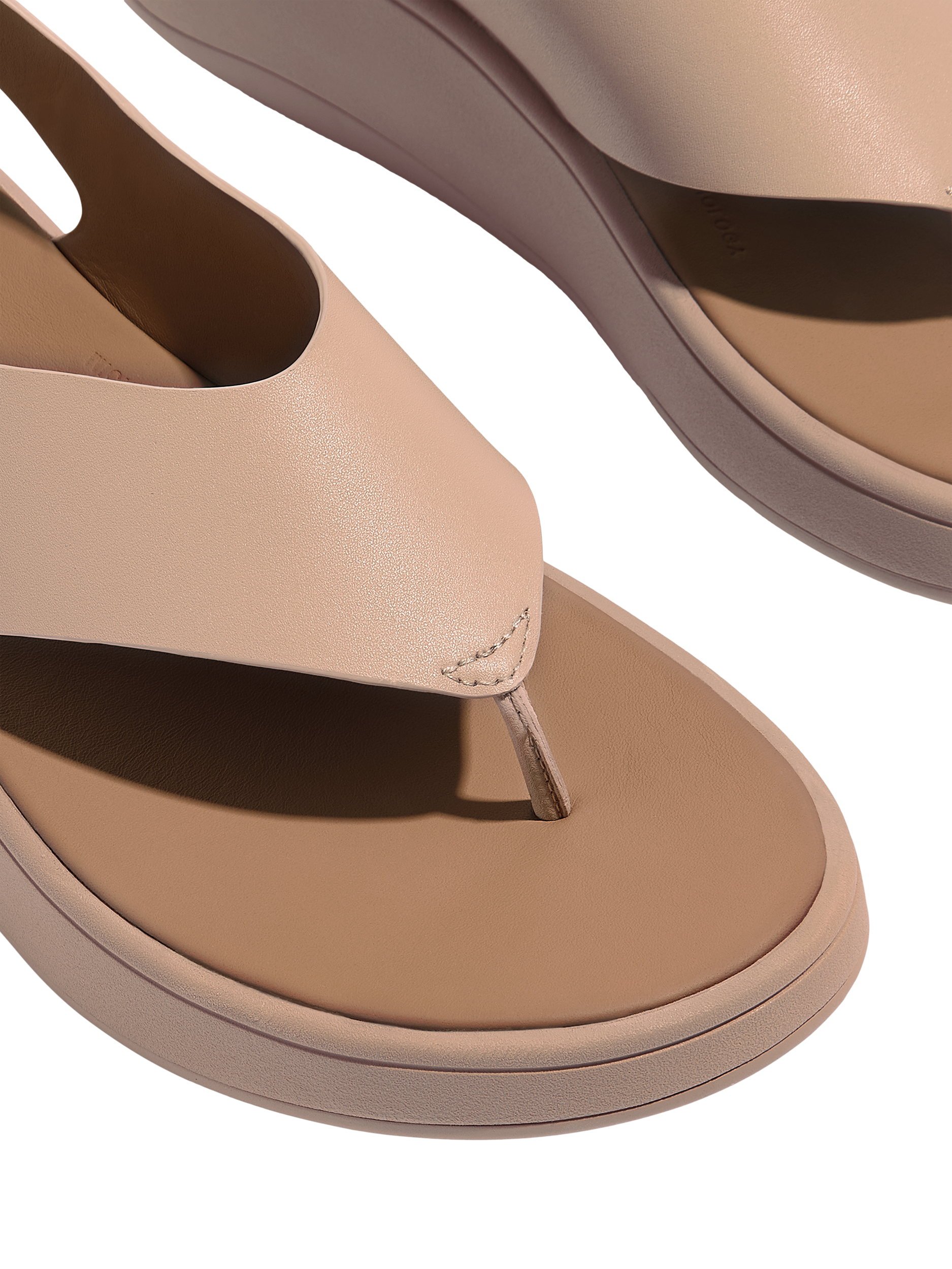 Product image 3 of 4, which shows FitFlop F-Mode Leather Toe Post Sandals, Classic Beige, 6