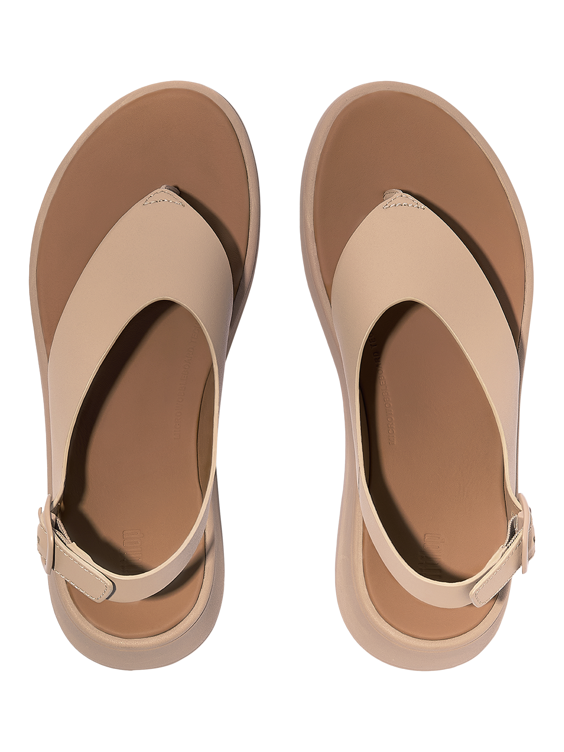 Product image 4 of 4, which shows FitFlop F-Mode Leather Toe Post Sandals, Classic Beige, 6