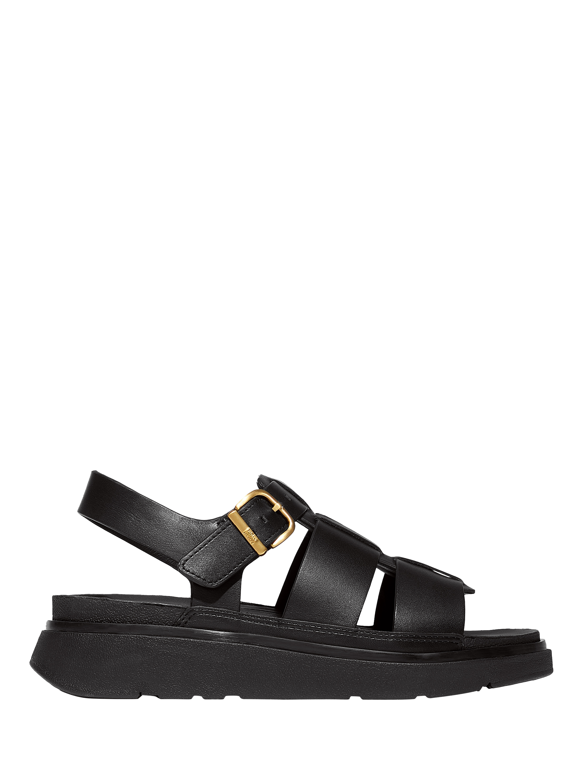 Product image 1 of 5, which shows FitFlop Gen-FF Leather Fisherman Sandals, Black, 3