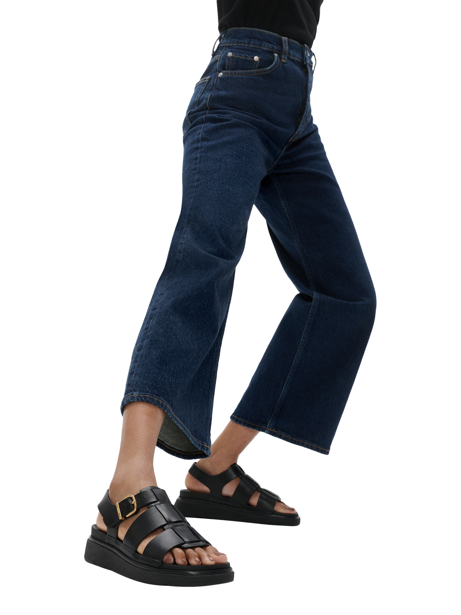 Product image 2 of 5, which shows FitFlop Gen-FF Leather Fisherman Sandals, Black, 3