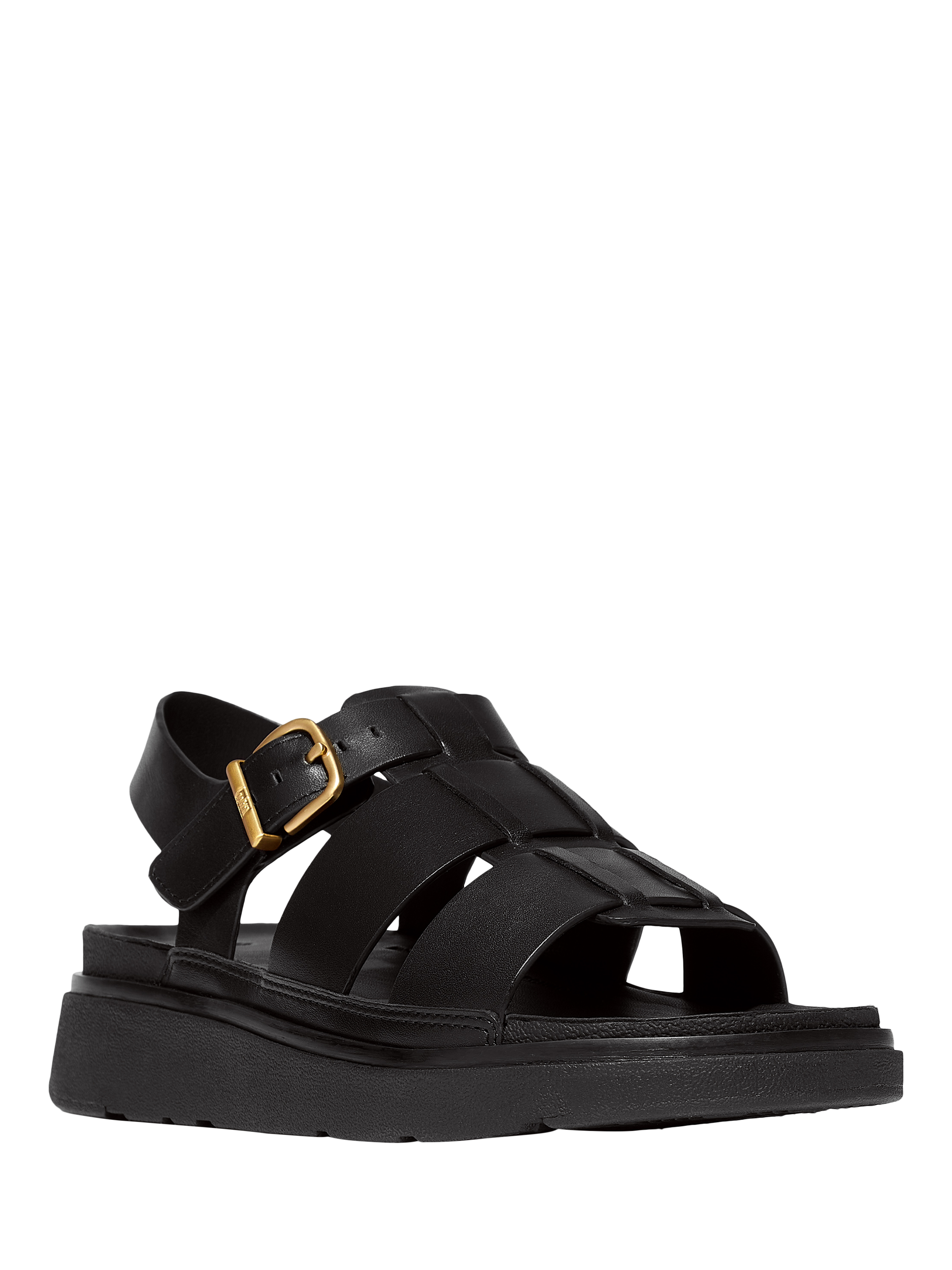 Product image 3 of 5, which shows FitFlop Gen-FF Leather Fisherman Sandals, Black, 3