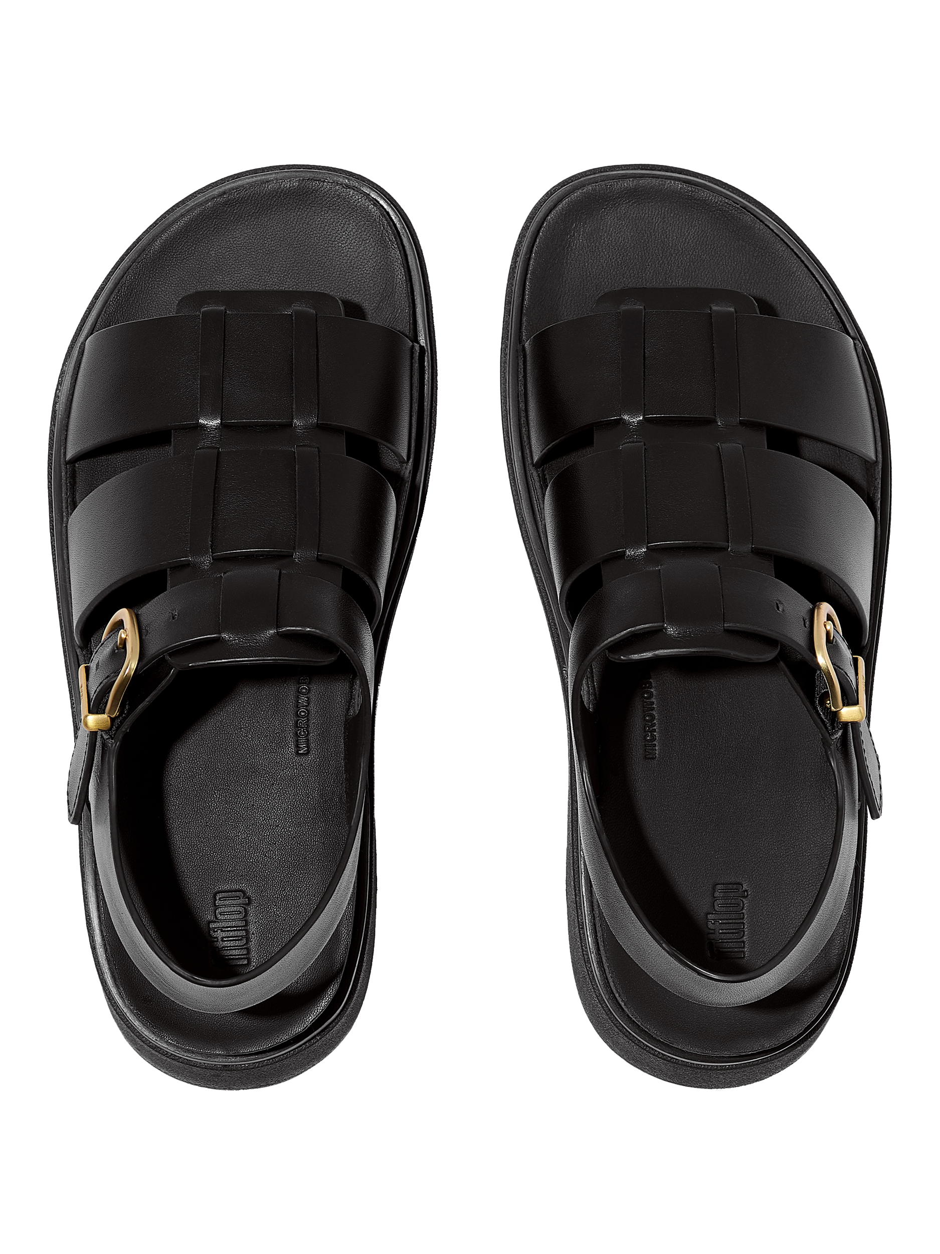 Product image 5 of 5, which shows FitFlop Gen-FF Leather Fisherman Sandals, Black, 3