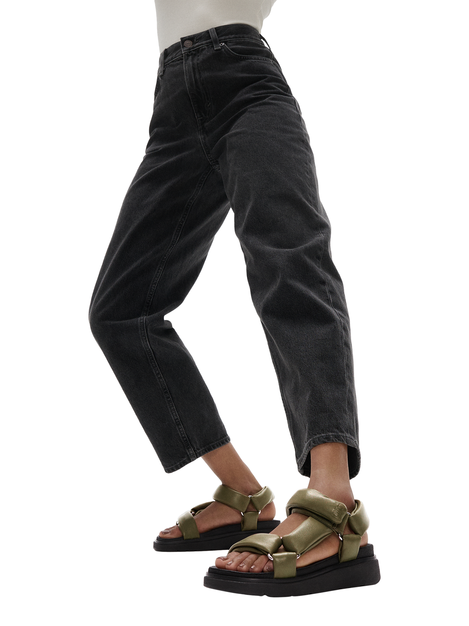 Product image 2 of 5, which shows FitFlop Gen-FF Leather Pillow Soft Sandals, Khaki, 3