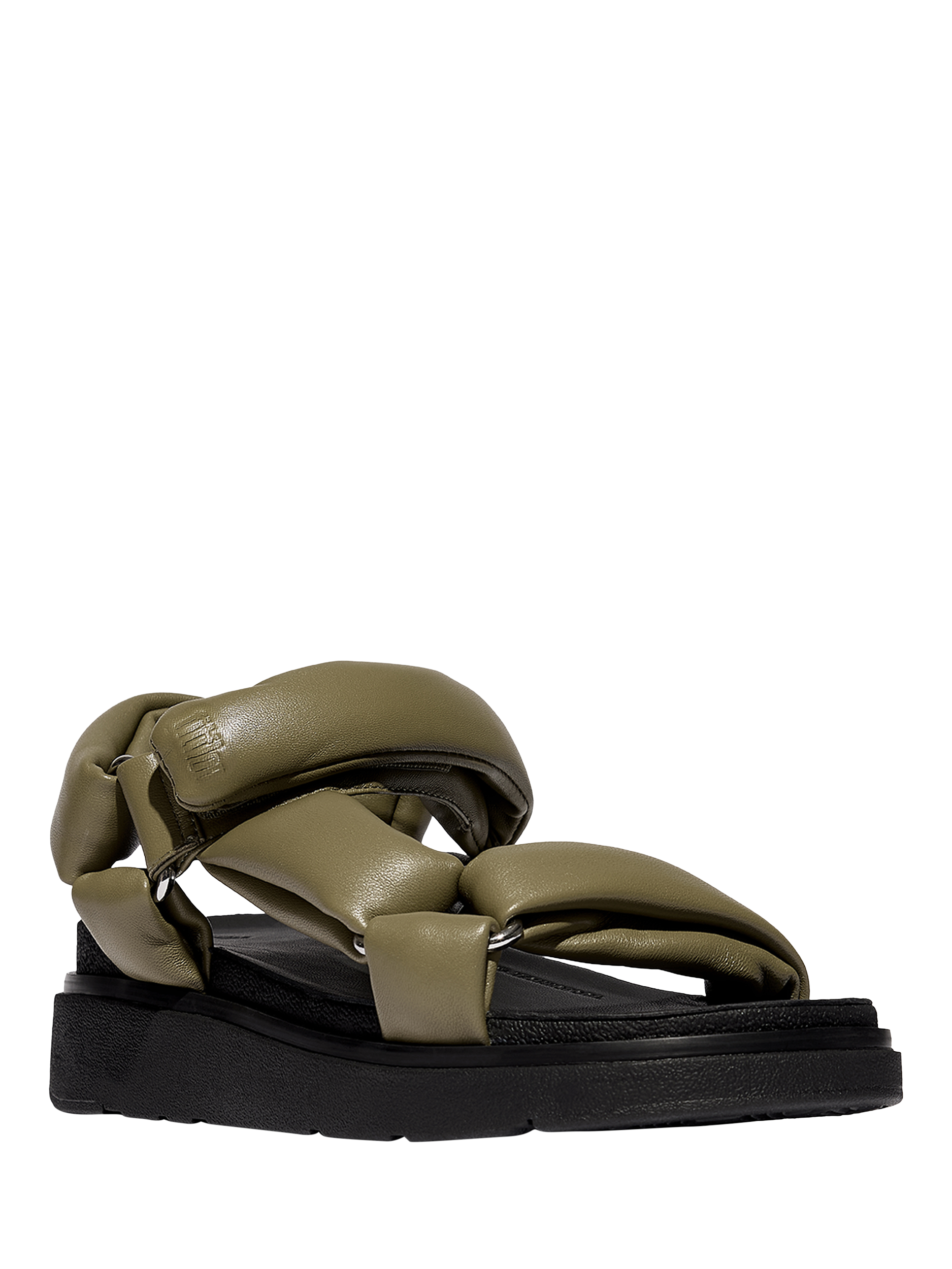 Product image 3 of 5, which shows FitFlop Gen-FF Leather Pillow Soft Sandals, Khaki, 3