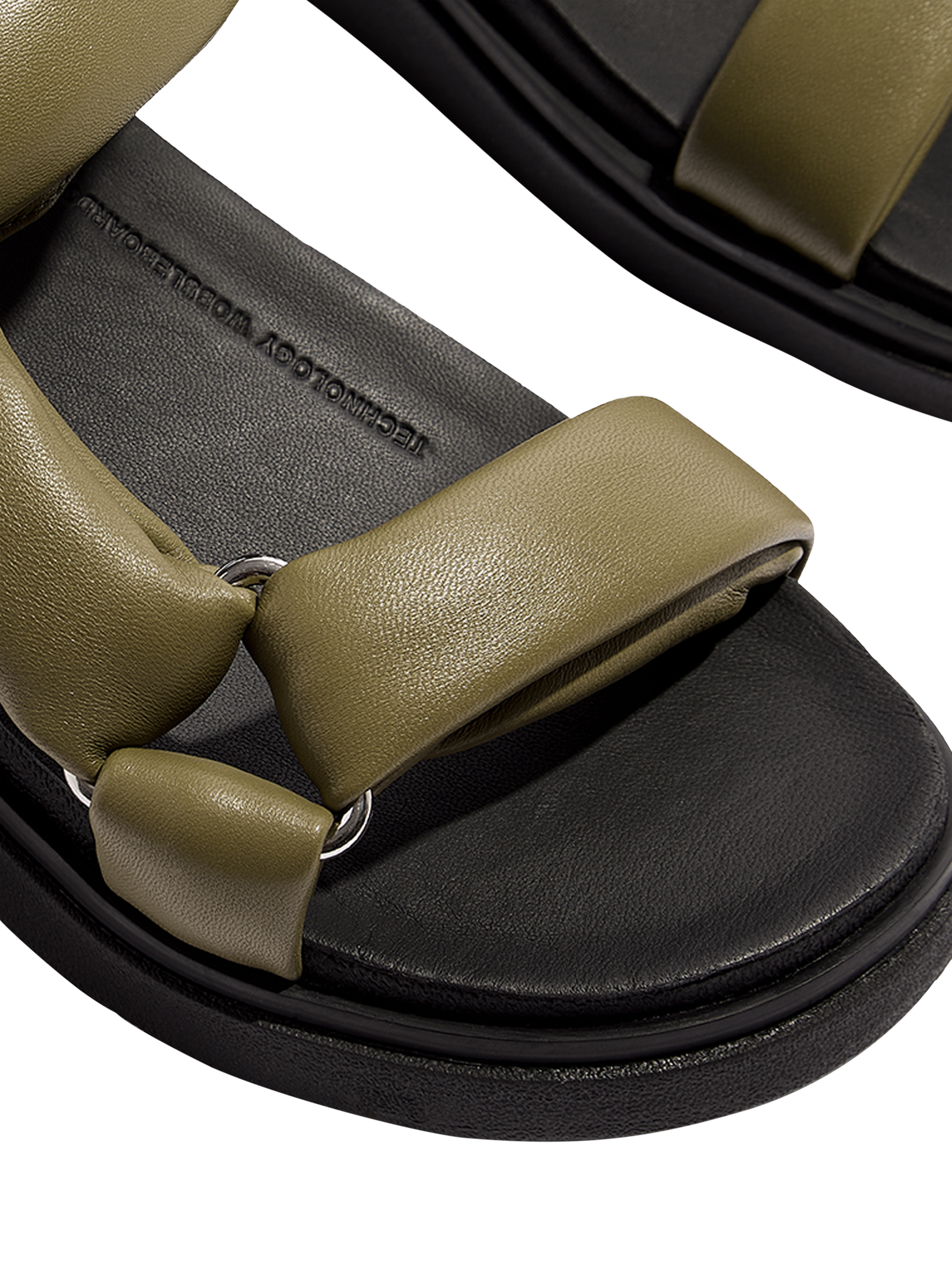 Product image 4 of 5, which shows FitFlop Gen-FF Leather Pillow Soft Sandals, Khaki, 3