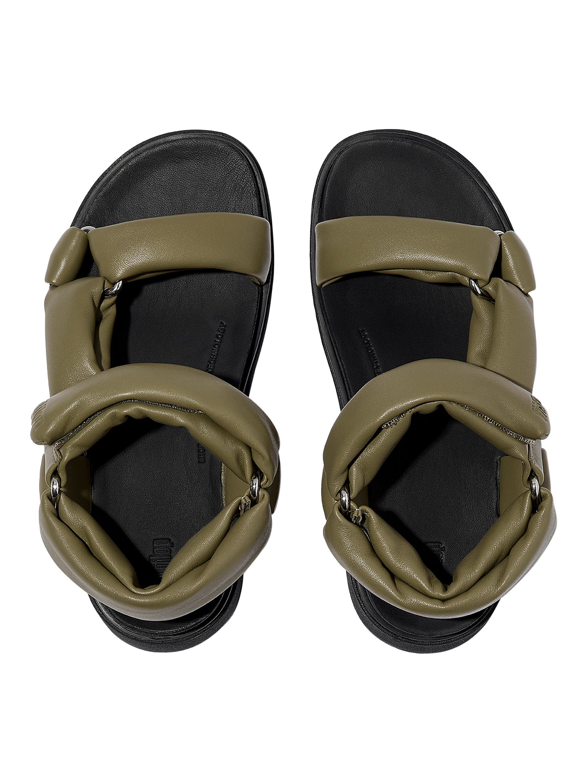 Product image 5 of 5, which shows FitFlop Gen-FF Leather Pillow Soft Sandals, Khaki, 3