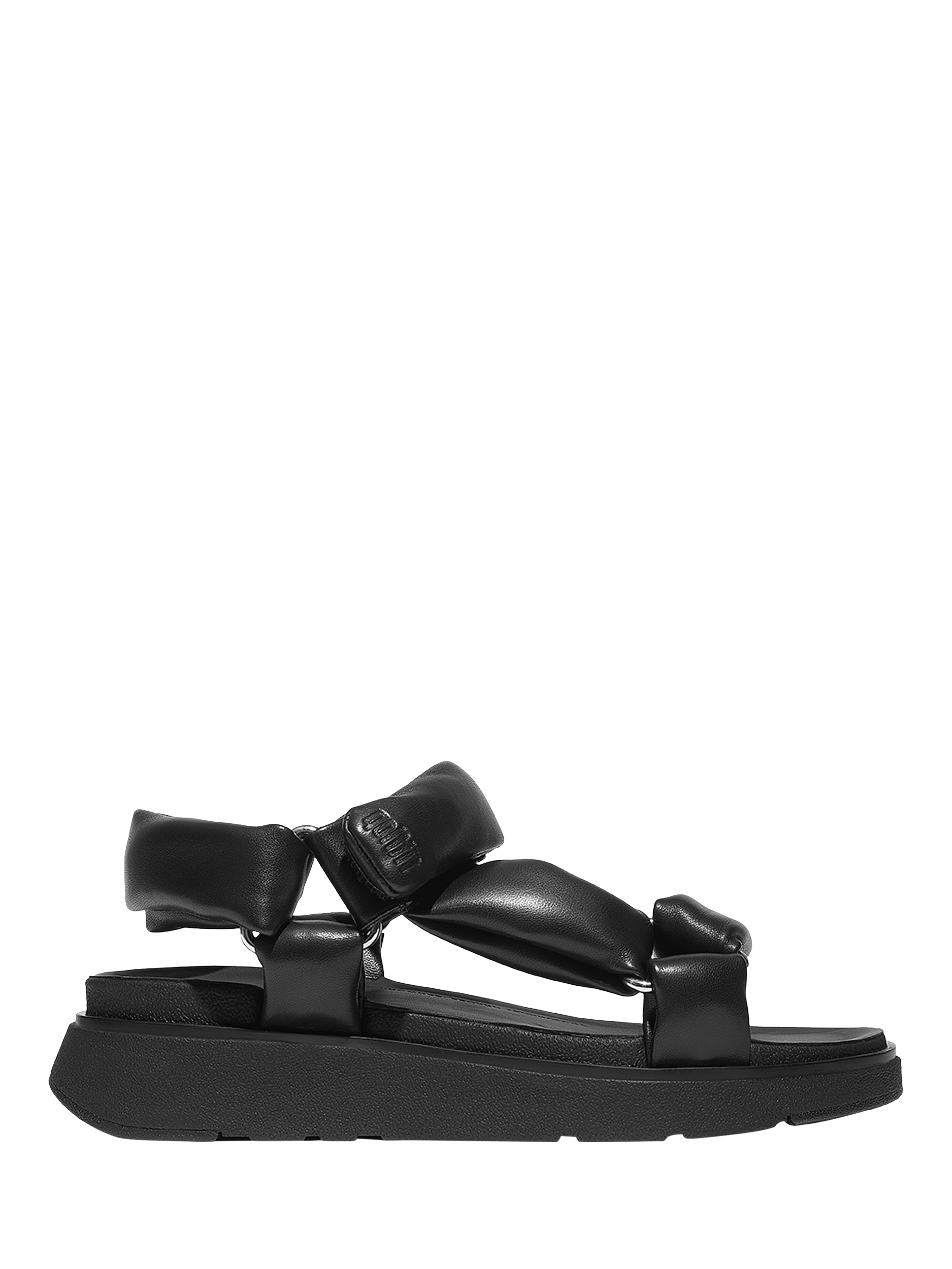 Product image 1 of 5, which shows FitFlop Gen-FF Leather Pillow Soft Sandals, Black, 3
