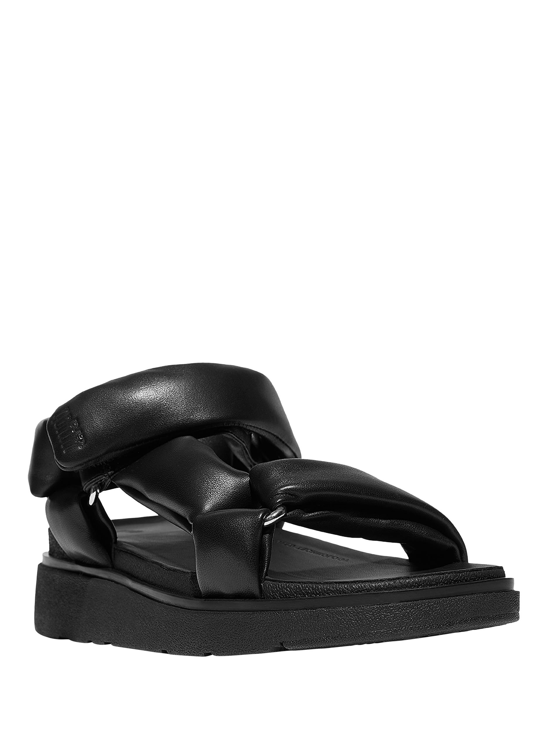 Product image 3 of 5, which shows FitFlop Gen-FF Leather Pillow Soft Sandals, Black, 3
