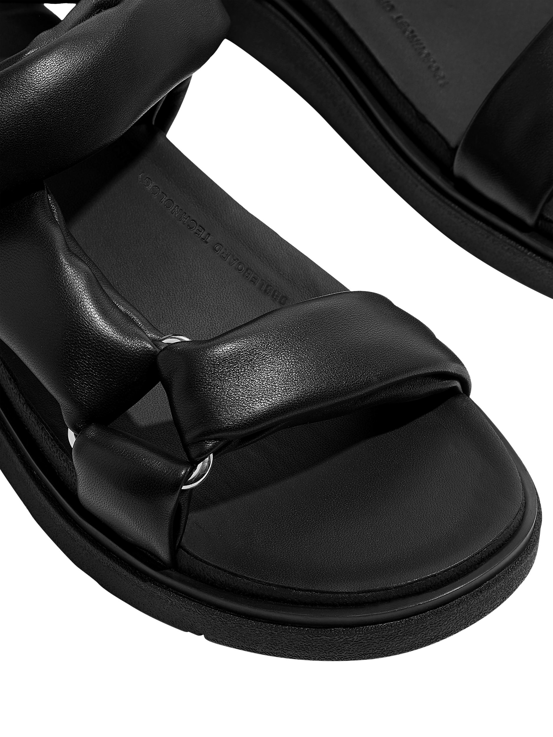 Product image 4 of 5, which shows FitFlop Gen-FF Leather Pillow Soft Sandals, Black, 3
