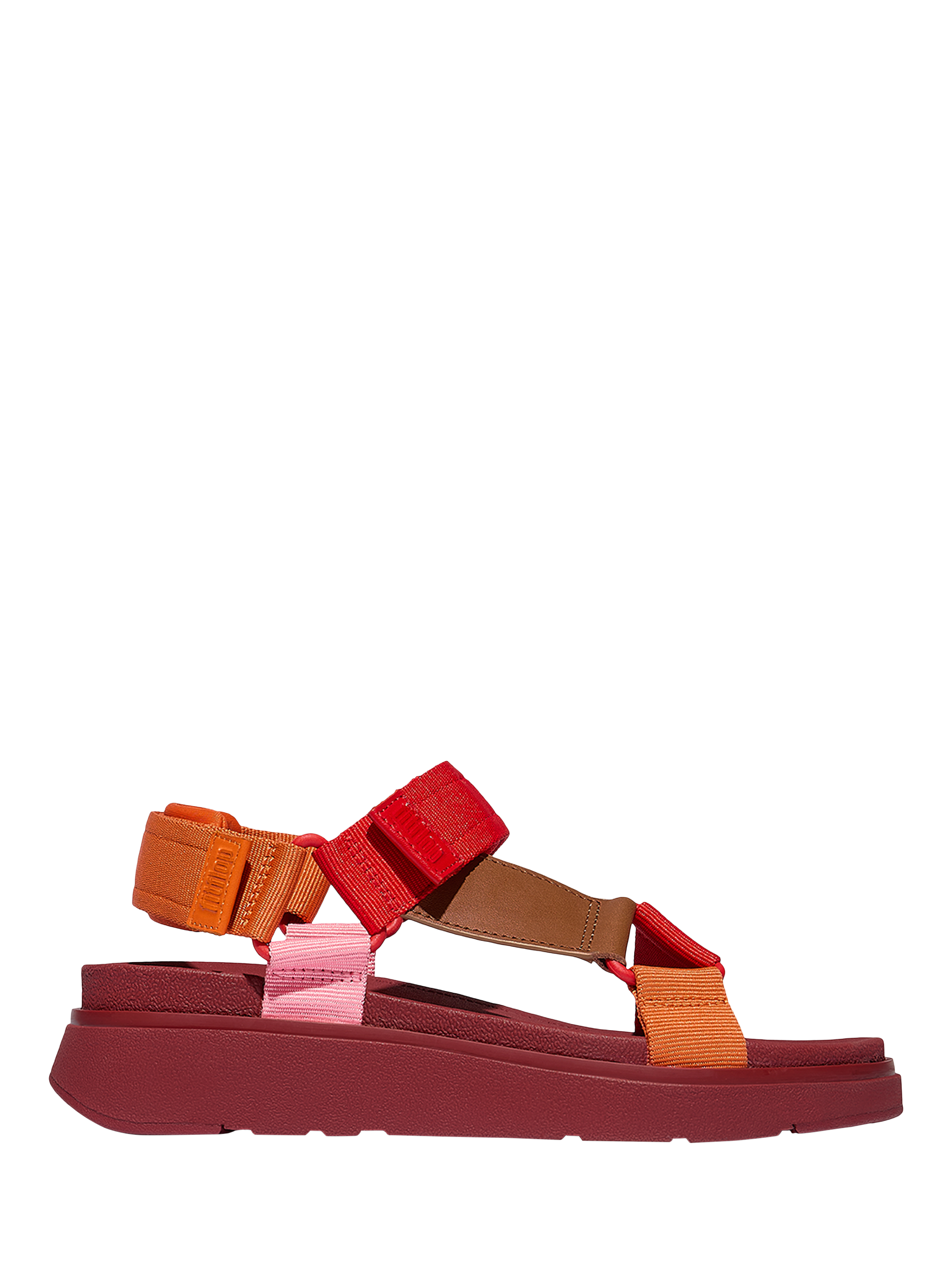 Product image 1 of 5, which shows FitFlop Gen-FF Riptape Flatform Sandals, Red/Pink, 4