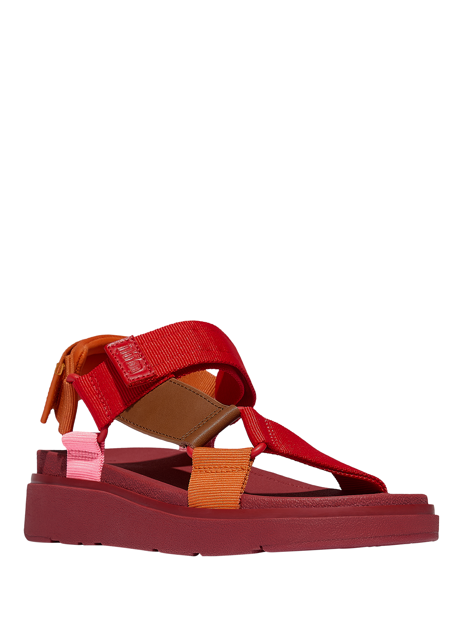Product image 2 of 5, which shows FitFlop Gen-FF Riptape Flatform Sandals, Red/Pink, 4