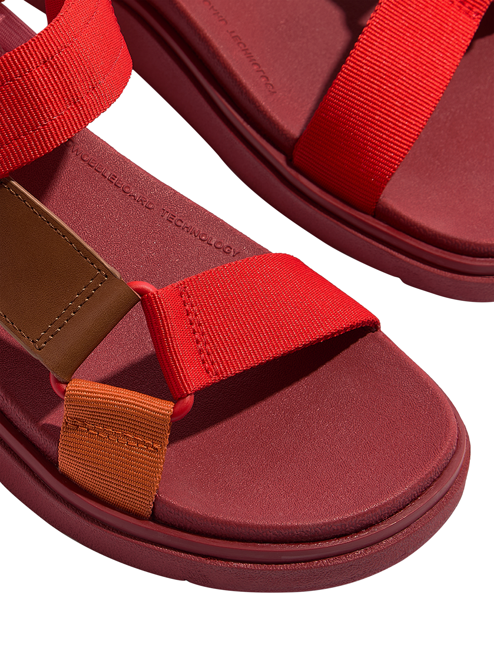 Product image 3 of 5, which shows FitFlop Gen-FF Riptape Flatform Sandals, Red/Pink, 4