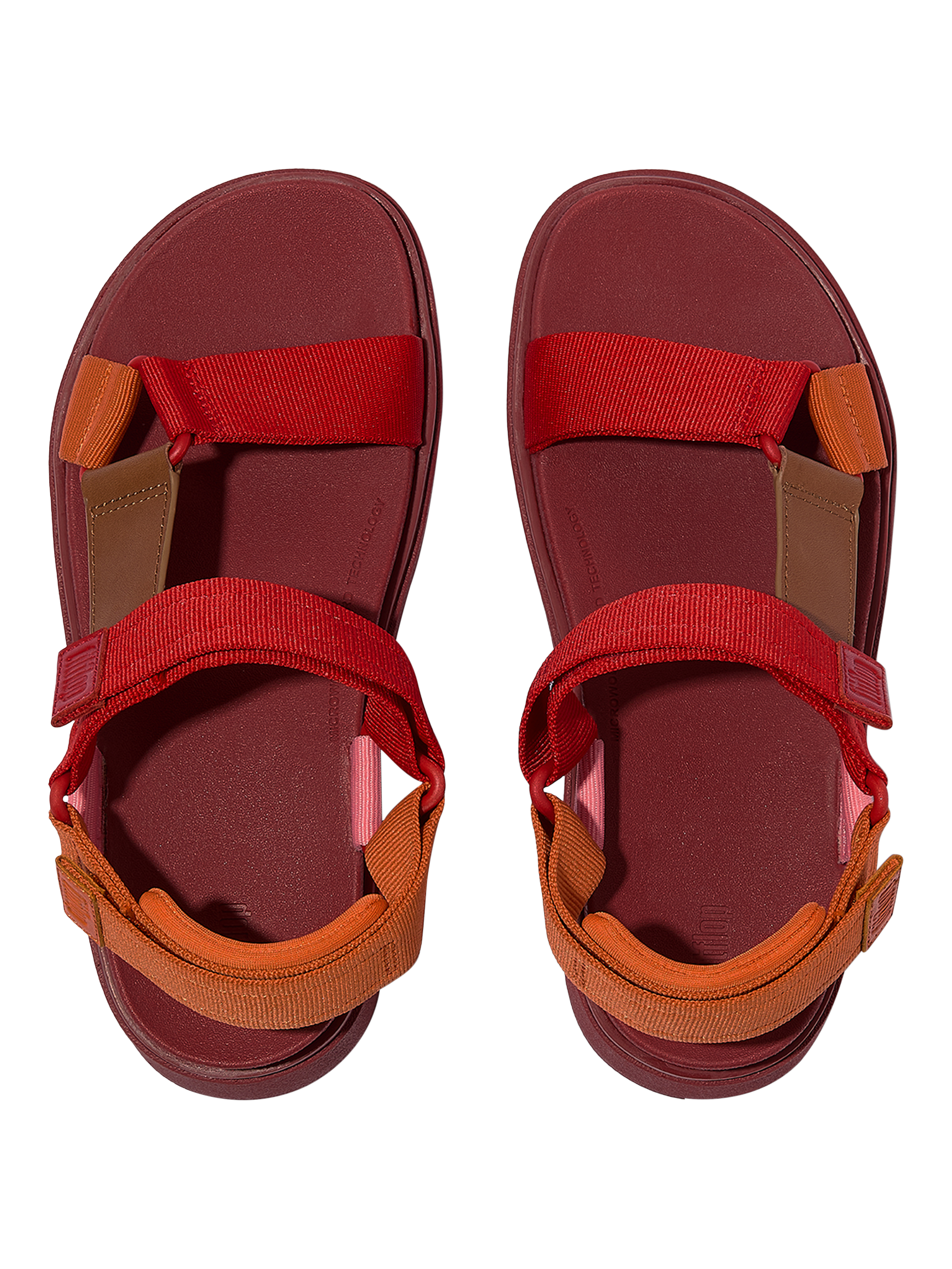 Product image 4 of 5, which shows FitFlop Gen-FF Riptape Flatform Sandals, Red/Pink, 4