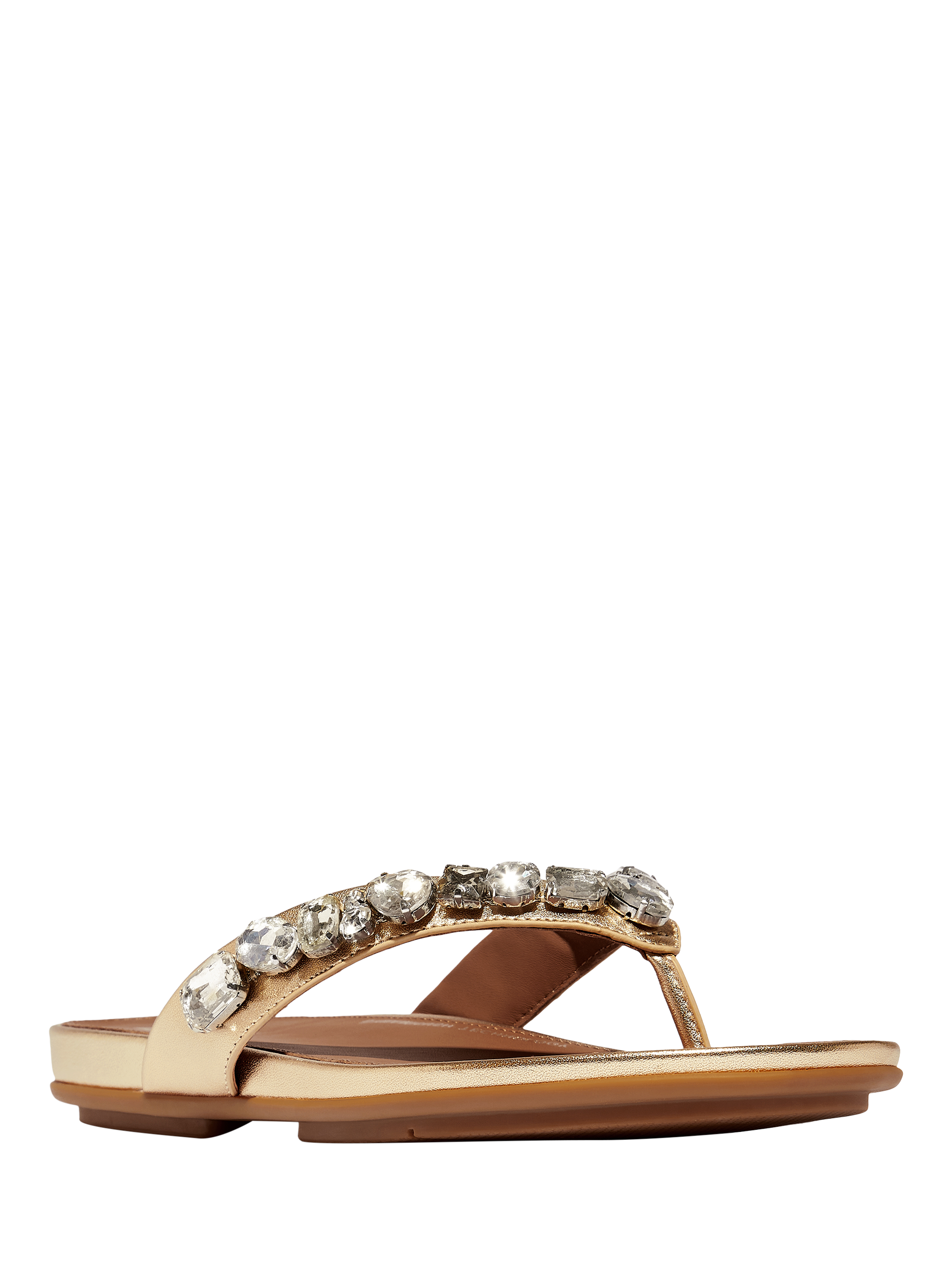 Product image 3 of 5, which shows FitFlop Gracie Leather Jewel Studded Flip Flops, Gold, 3