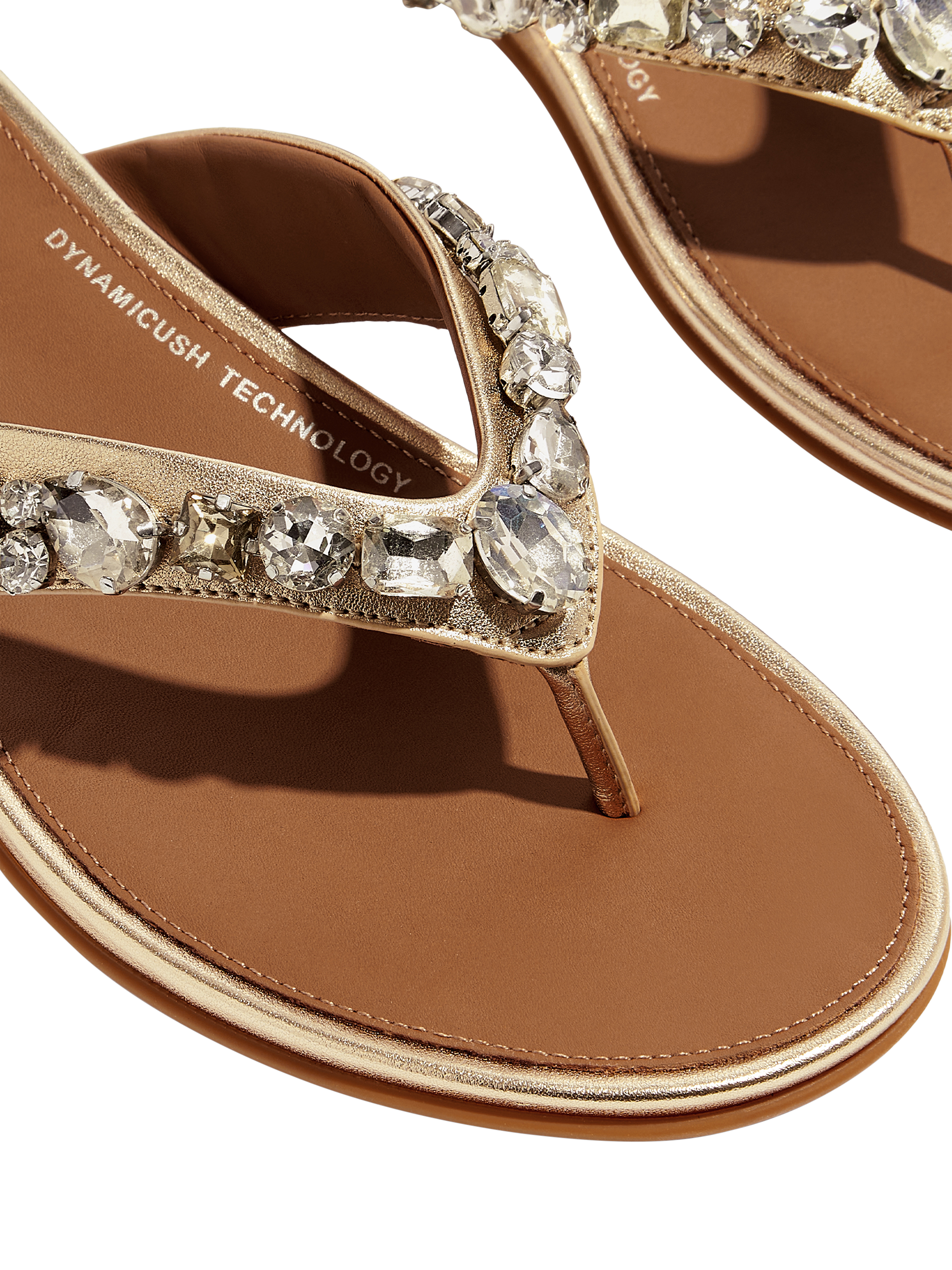 Product image 4 of 5, which shows FitFlop Gracie Leather Jewel Studded Flip Flops, Gold, 3