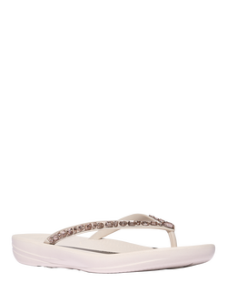FitFlop IQushion Multi-Crystal Ergonomic Flip Flops - view 2, Nude Rose