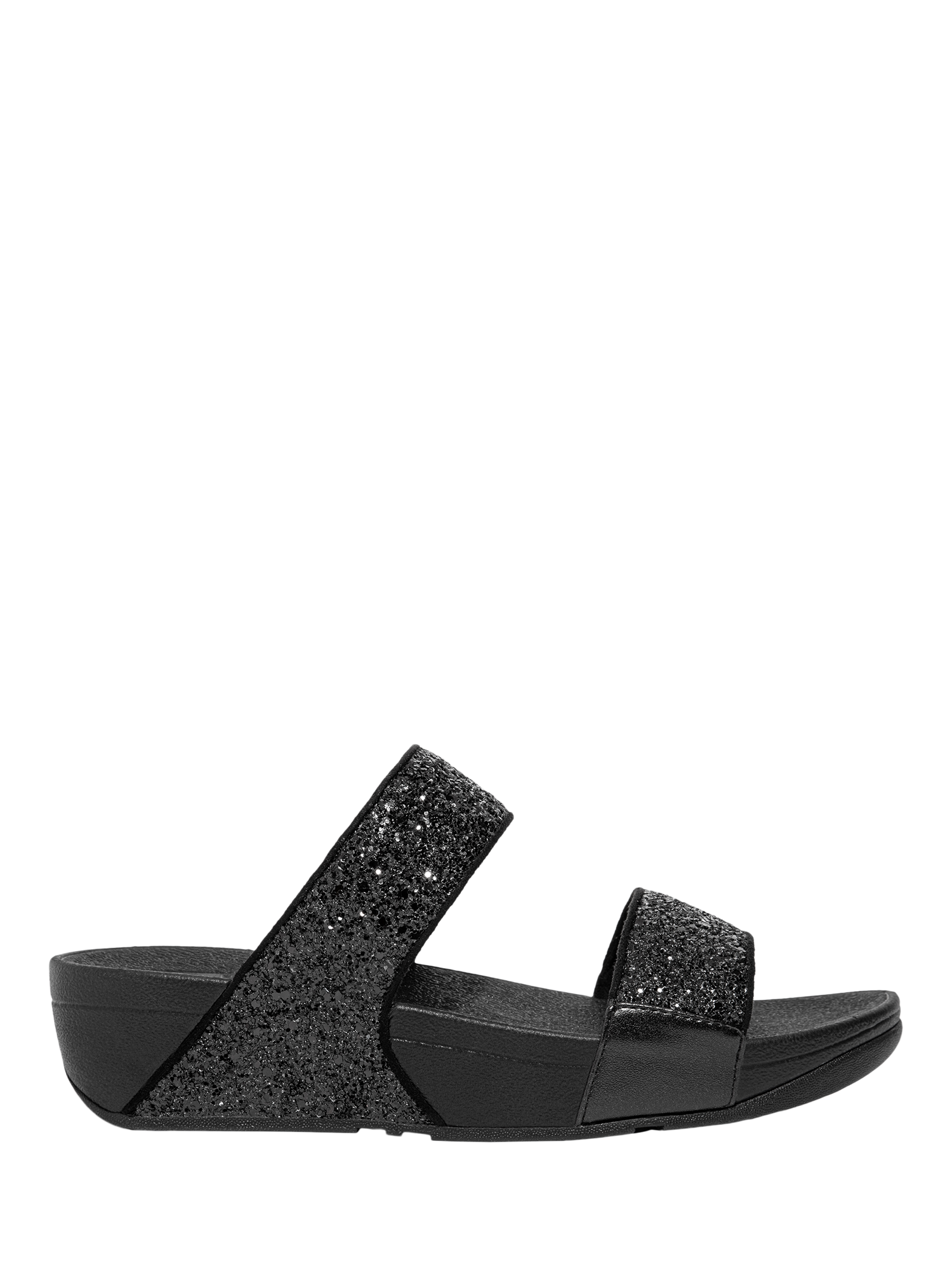 Product image 1 of 4, which shows FitFlop Lulu Glitter Slider Sandals, Black, 3