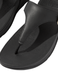 FitFlop Lulu Leather Crystal Buckle Toe Post Sandals, Black