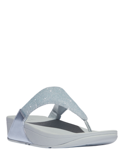 FitFlop Lulu Shimmer Toe Post Sandals - view 2, Quiet Blue