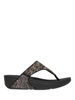 FitFlop Lulu Glitter Flip Flops, Black
