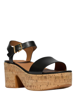 FitFlop PlatFForms Leather Blend Heeled Ankle Strap Sandals - view 2, Black