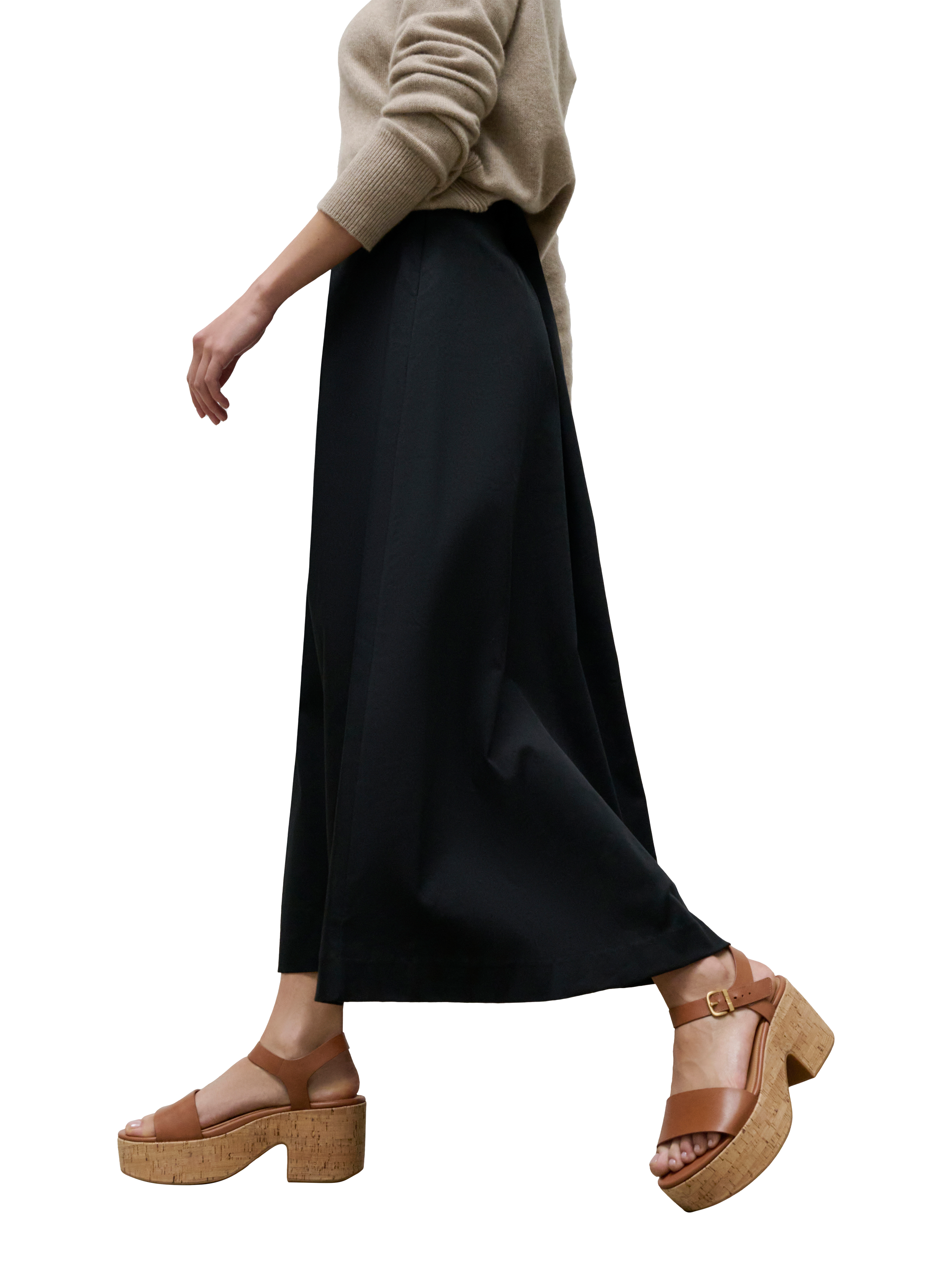 Product image 5 of 5, which shows FitFlop PlatFForms Leather Blend Heeled Ankle Strap Sandals, Deep Tan, 3